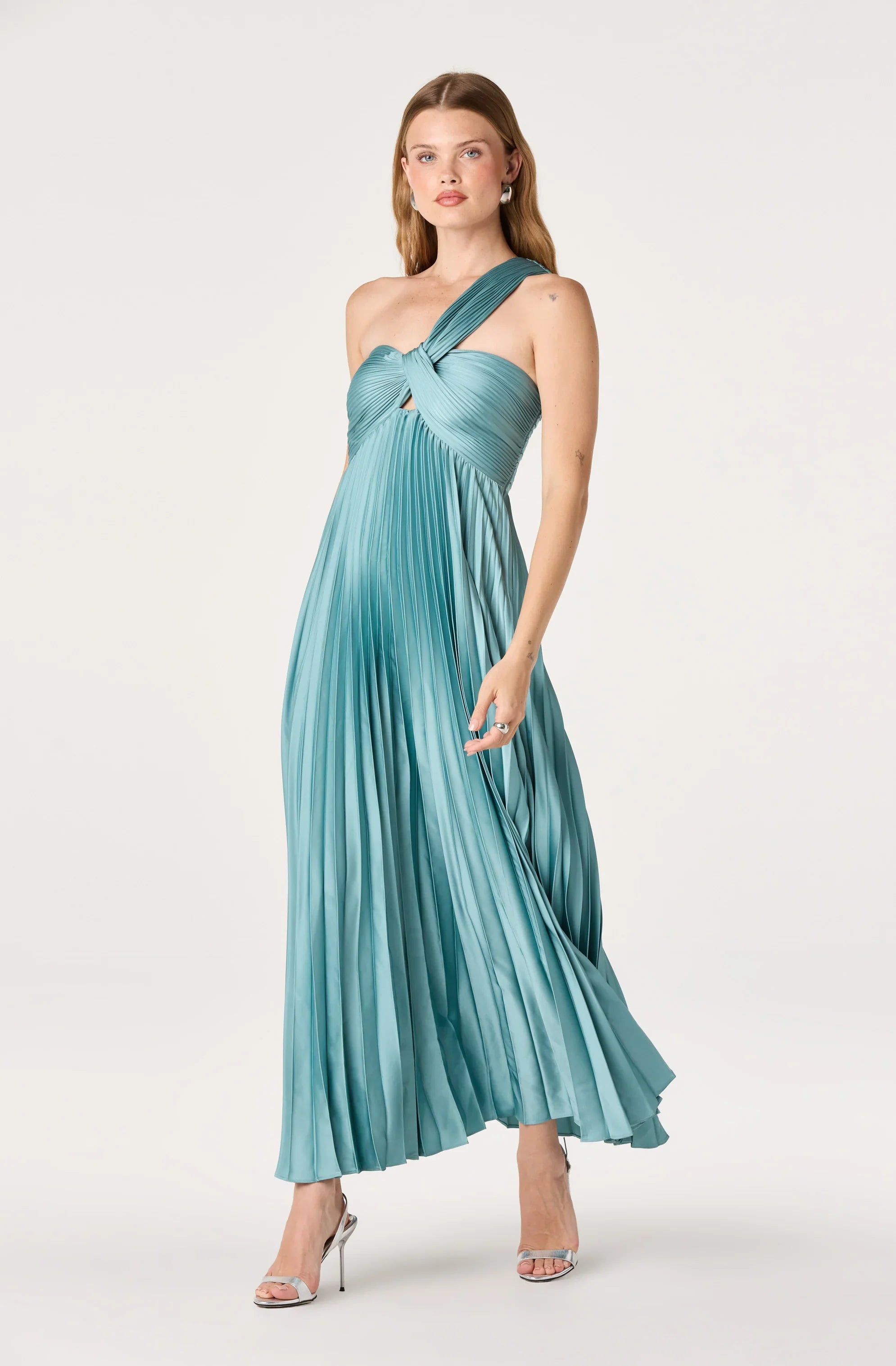 Rasya One-Shoulder Pleated Maxi Dress