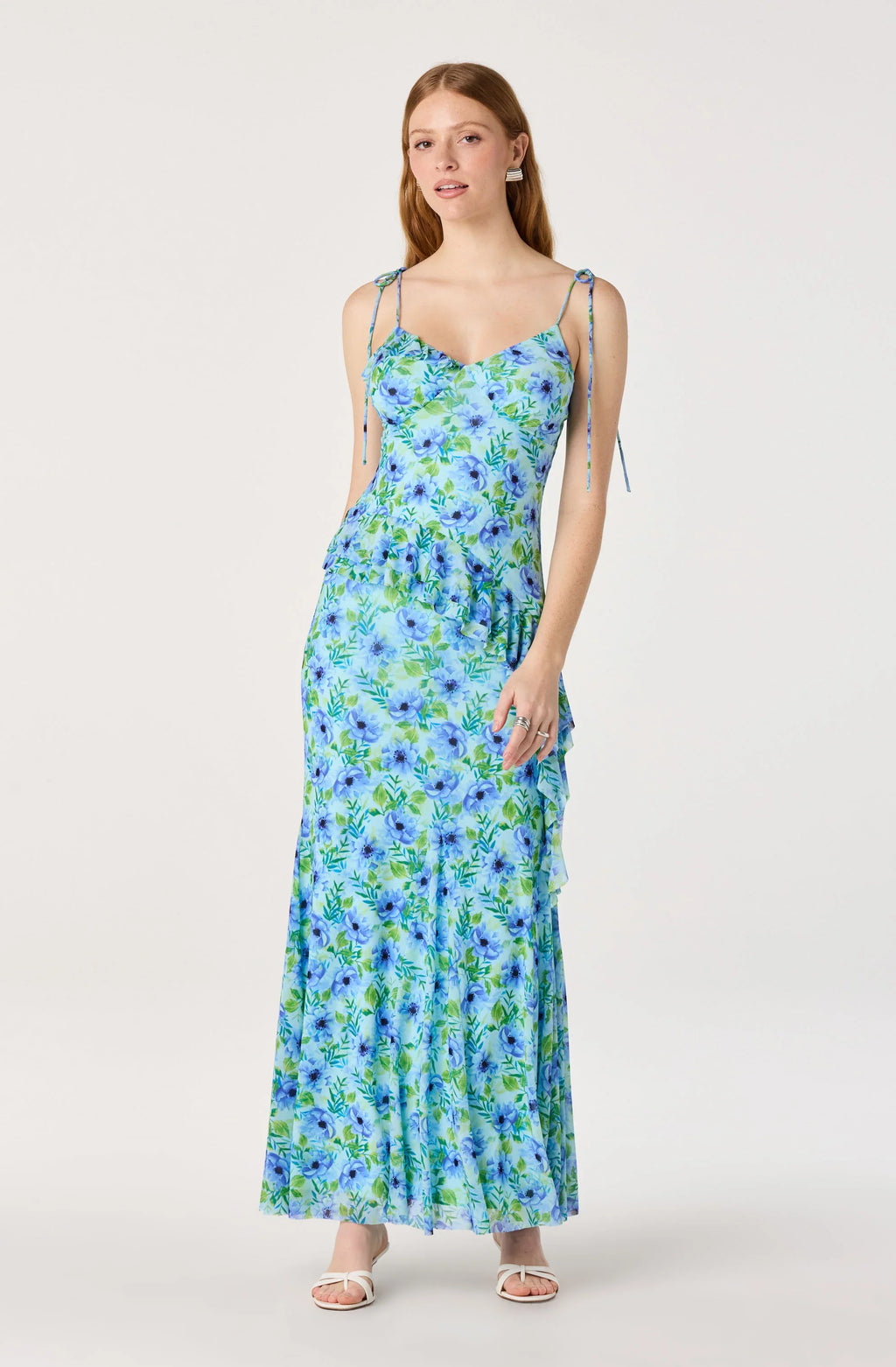 Mejra Floral Godet Knit Midi Skirt