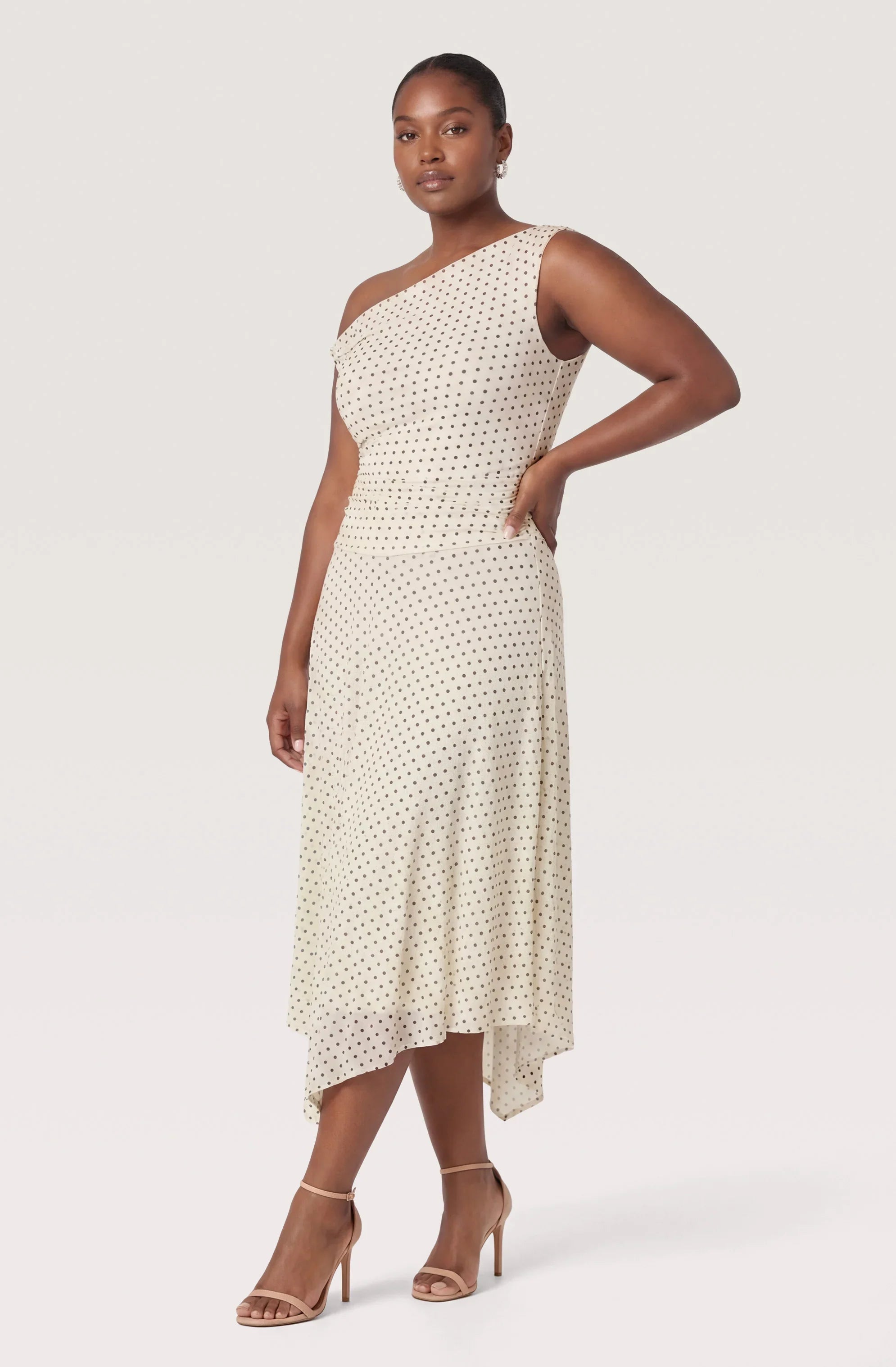 Ciarra Off-Shoulder Asymmetric Midi Dress