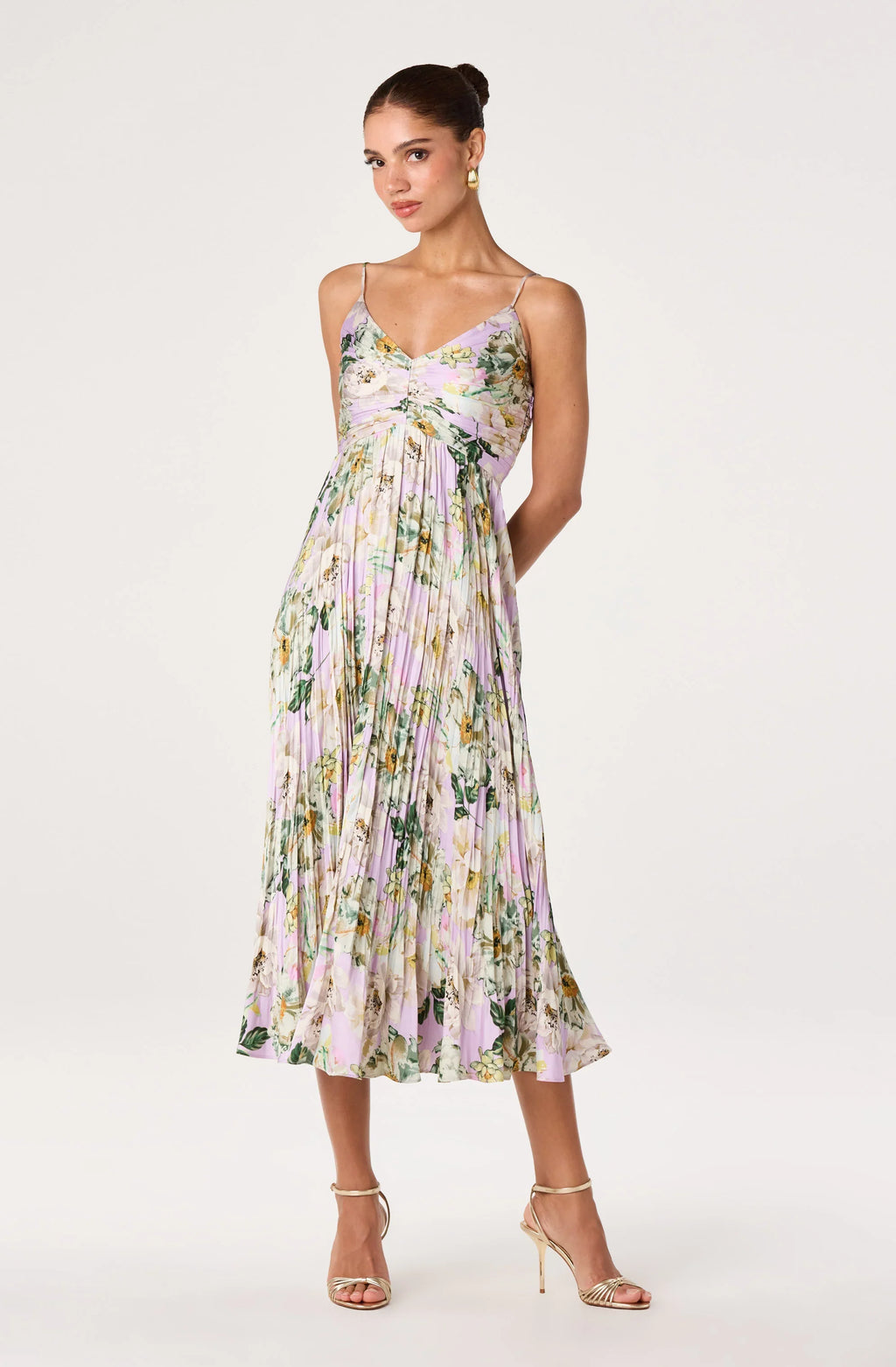 Maeve Pleated Satin Midi Dress