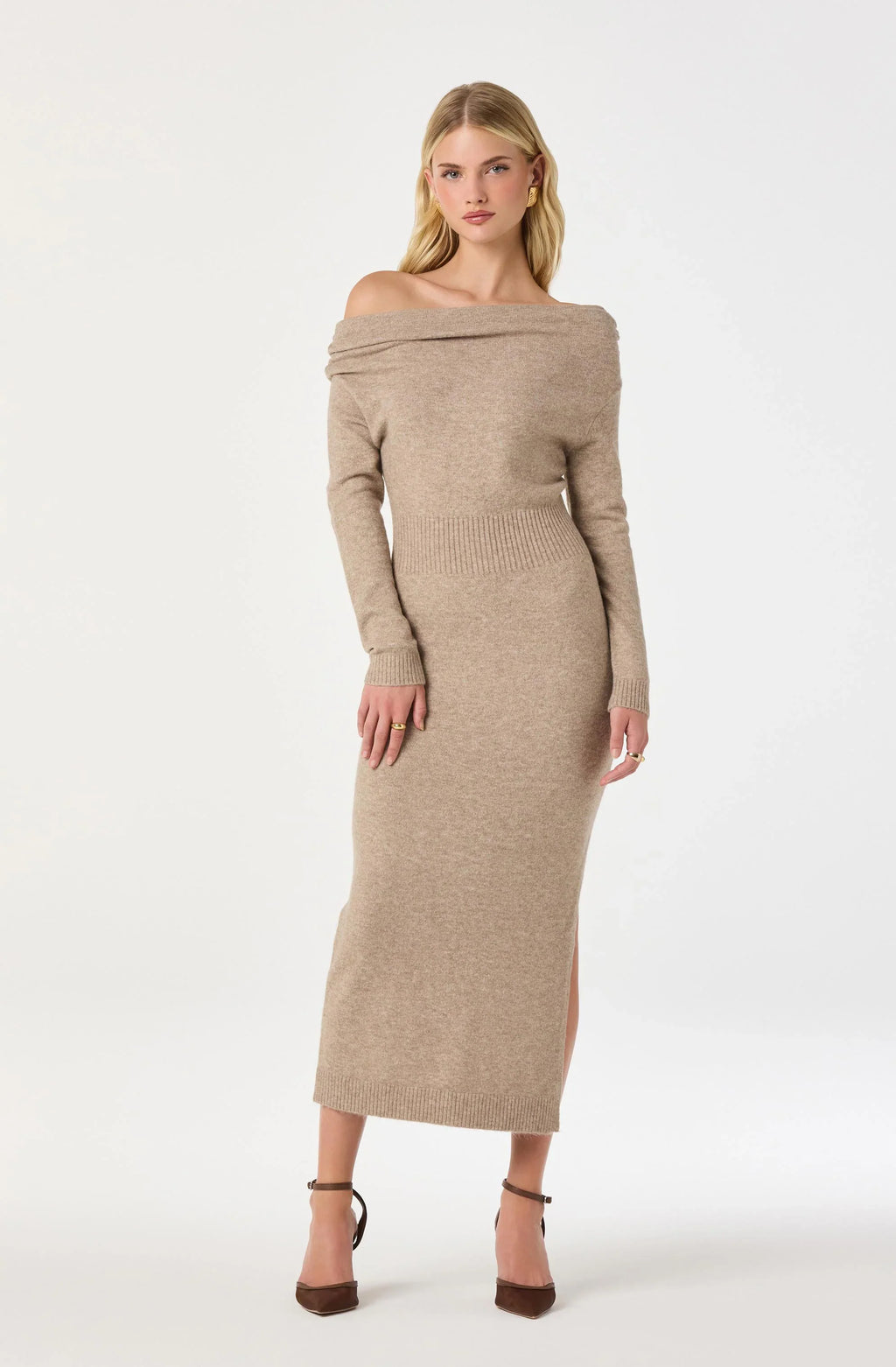 One Shoulder Midi Sweater Dress