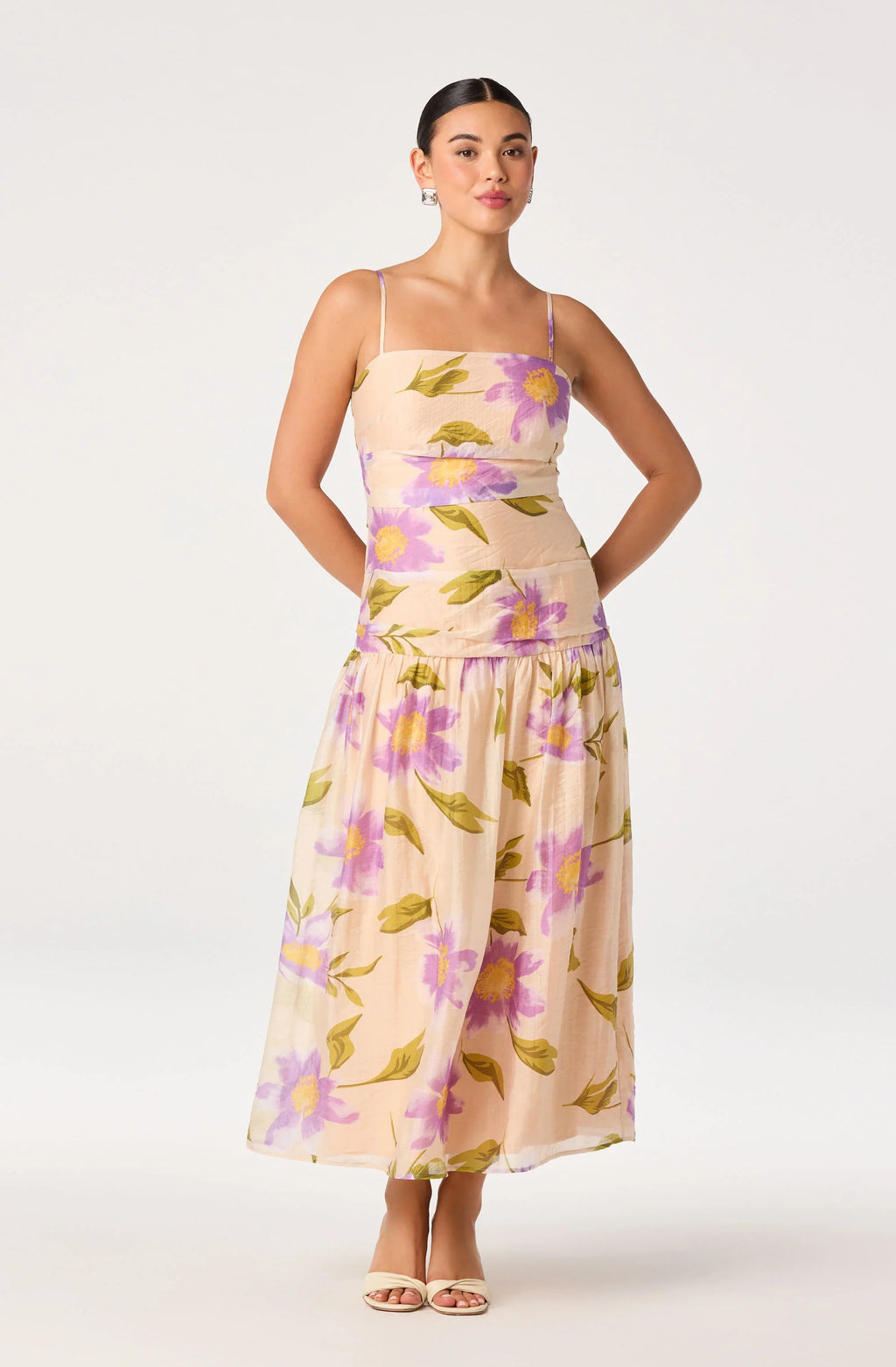 Ava Floral Pleated Midi Dress
