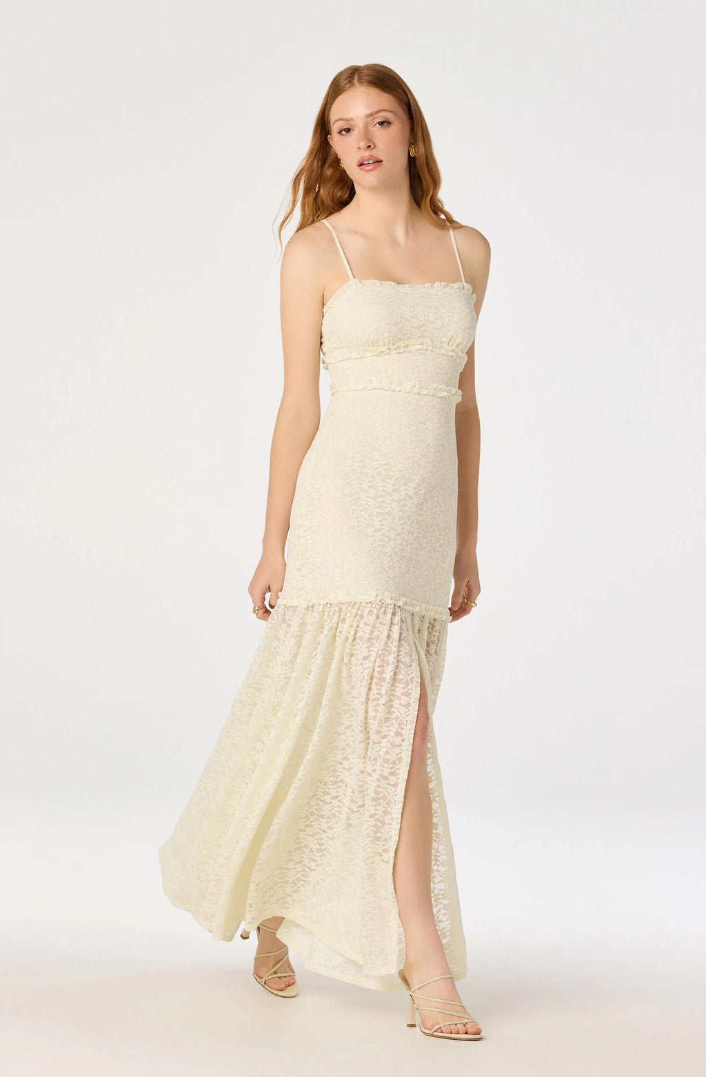 Ruffle Tiered Lace Maxi Dress