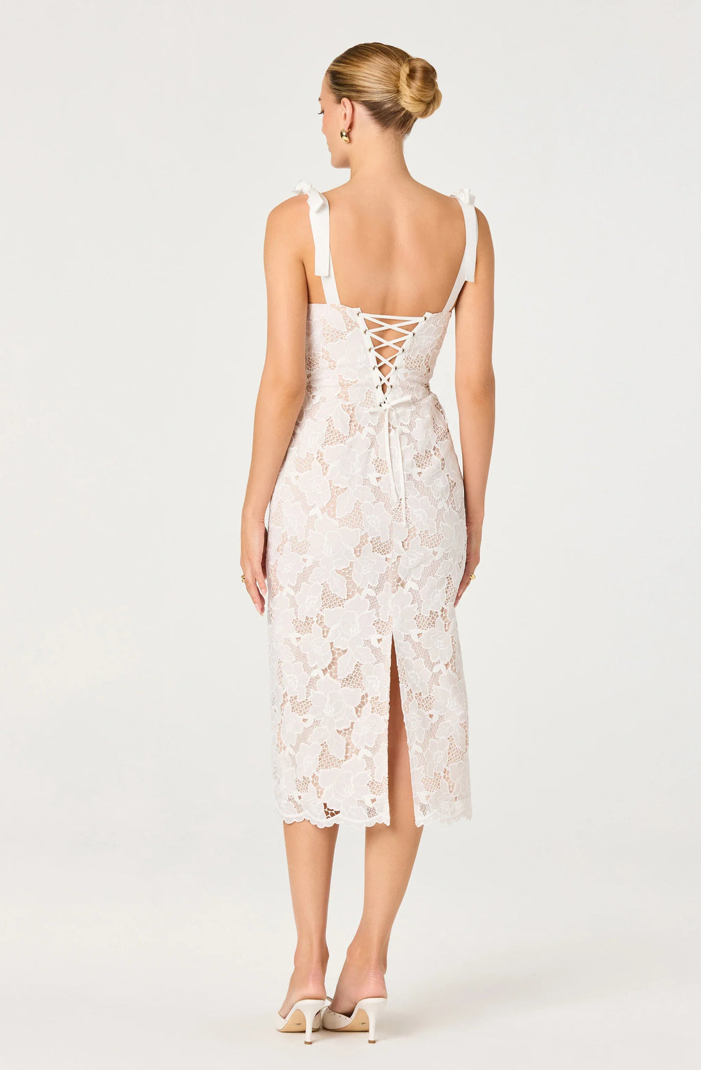 Donne Floral Lace Corset Midi Dress