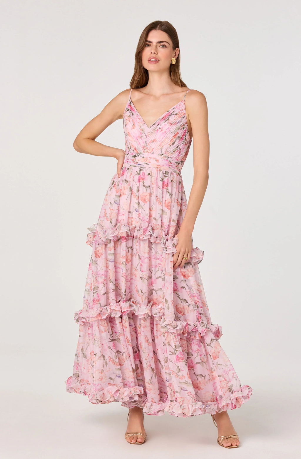 Ayanna Floral Pleated Tiered Maxi Dress