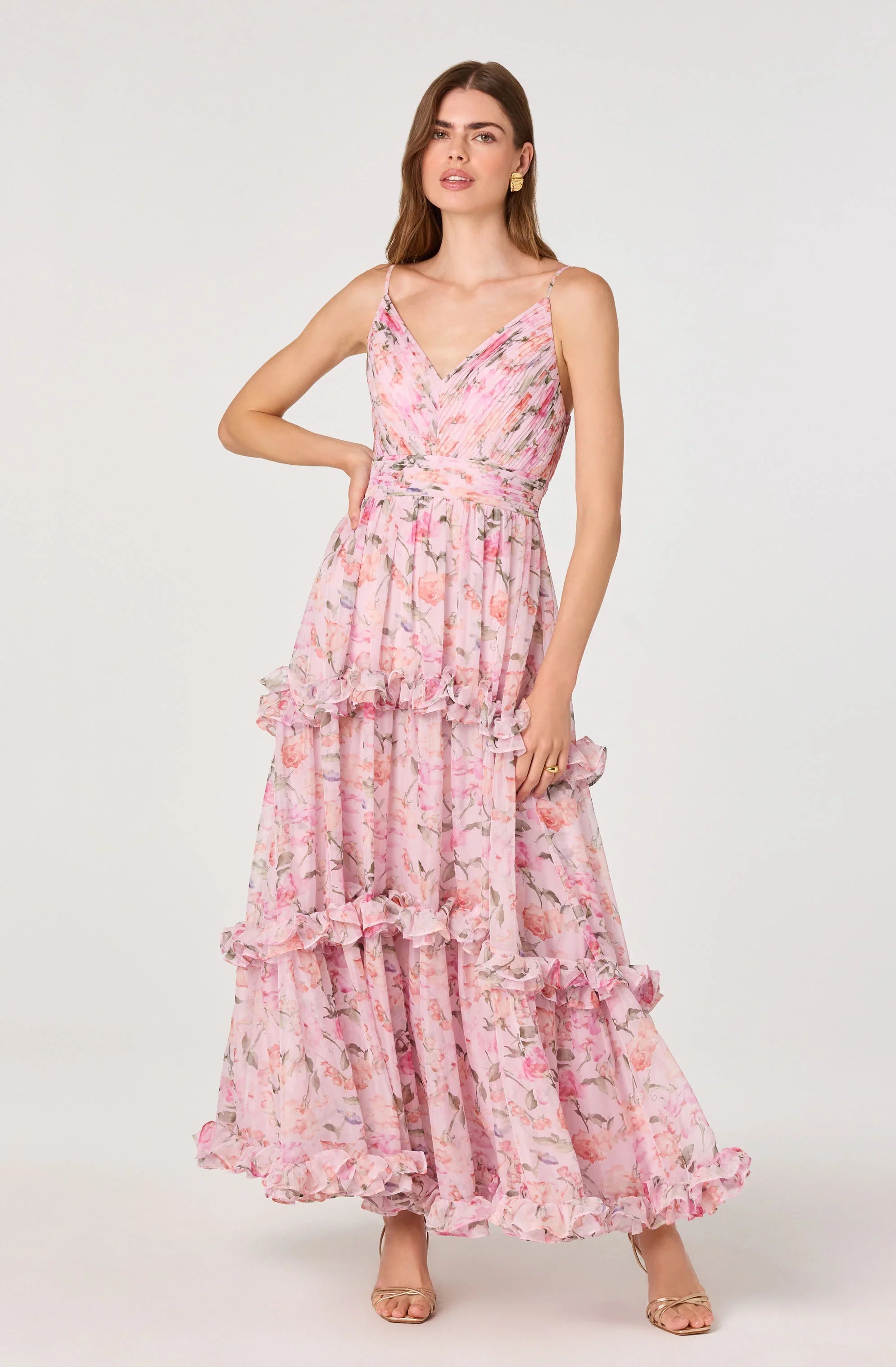 Ayanna Floral Pleated Tiered Maxi Dress
