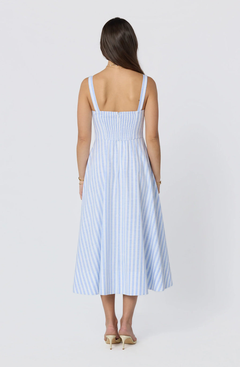 Isabela Striped Sweetheart Midi Dress