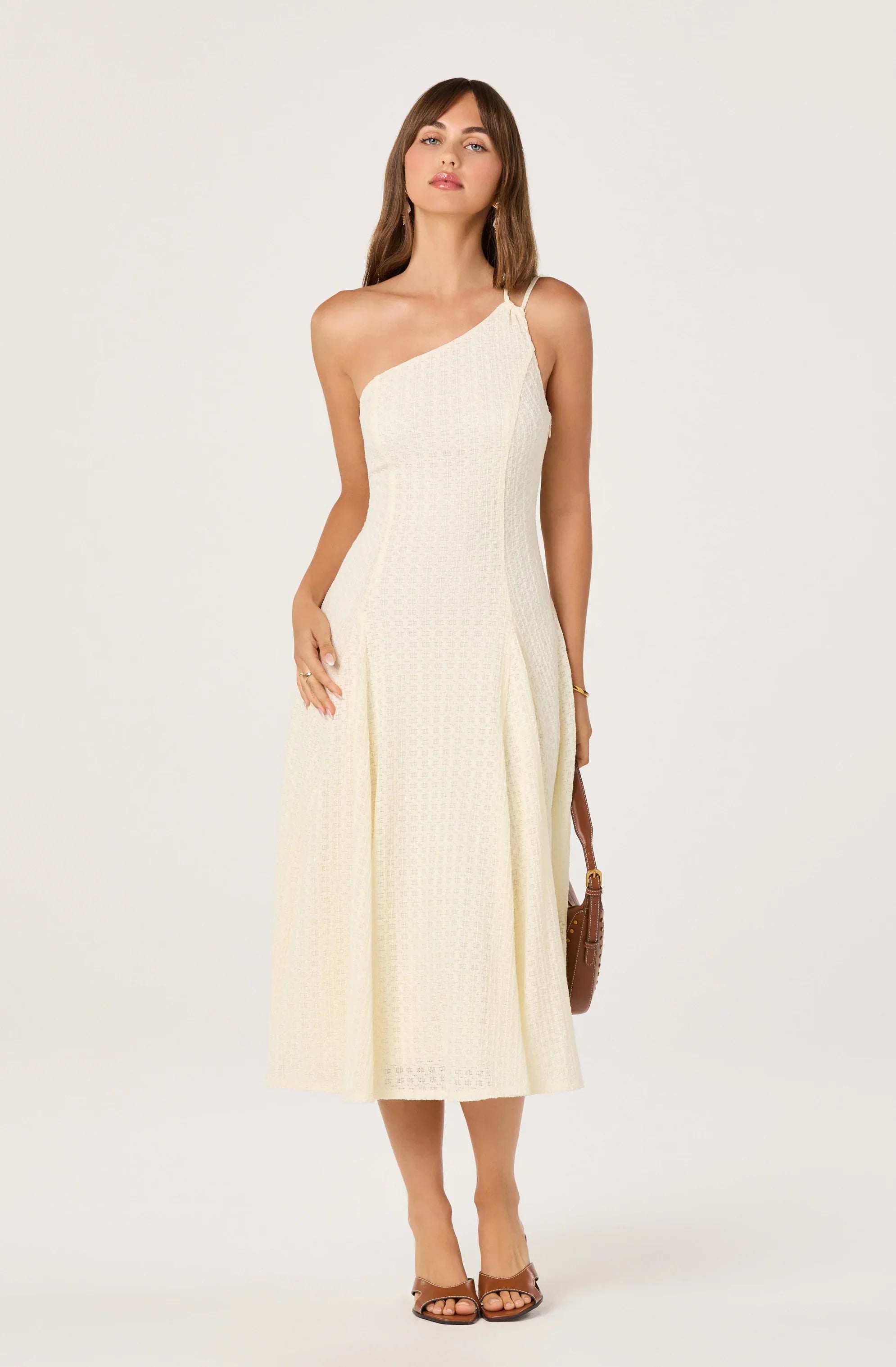 Nola One-Shoulder Knit Midi Dress