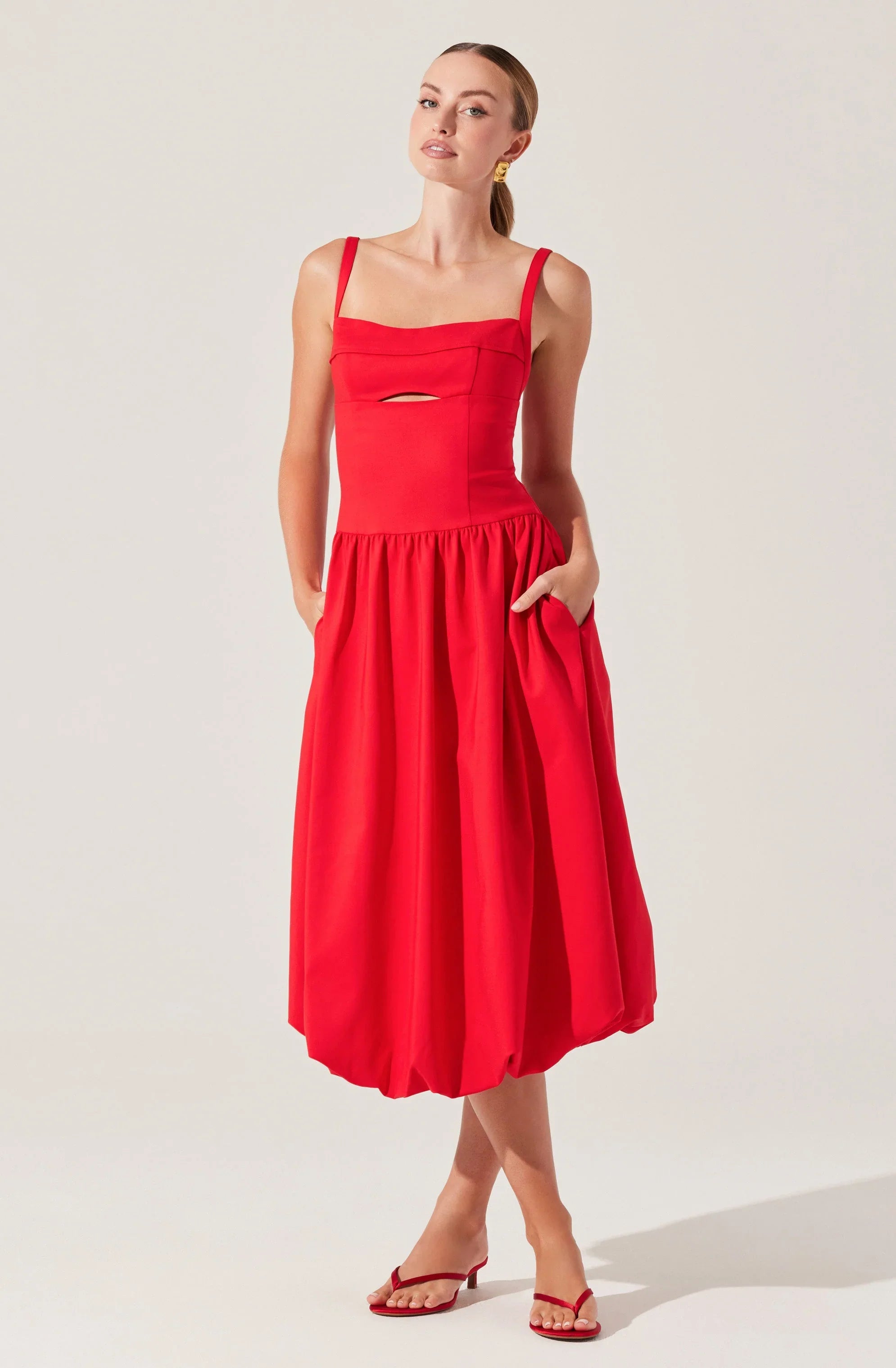 Jevi Sleeveless Bubble Midi Dress