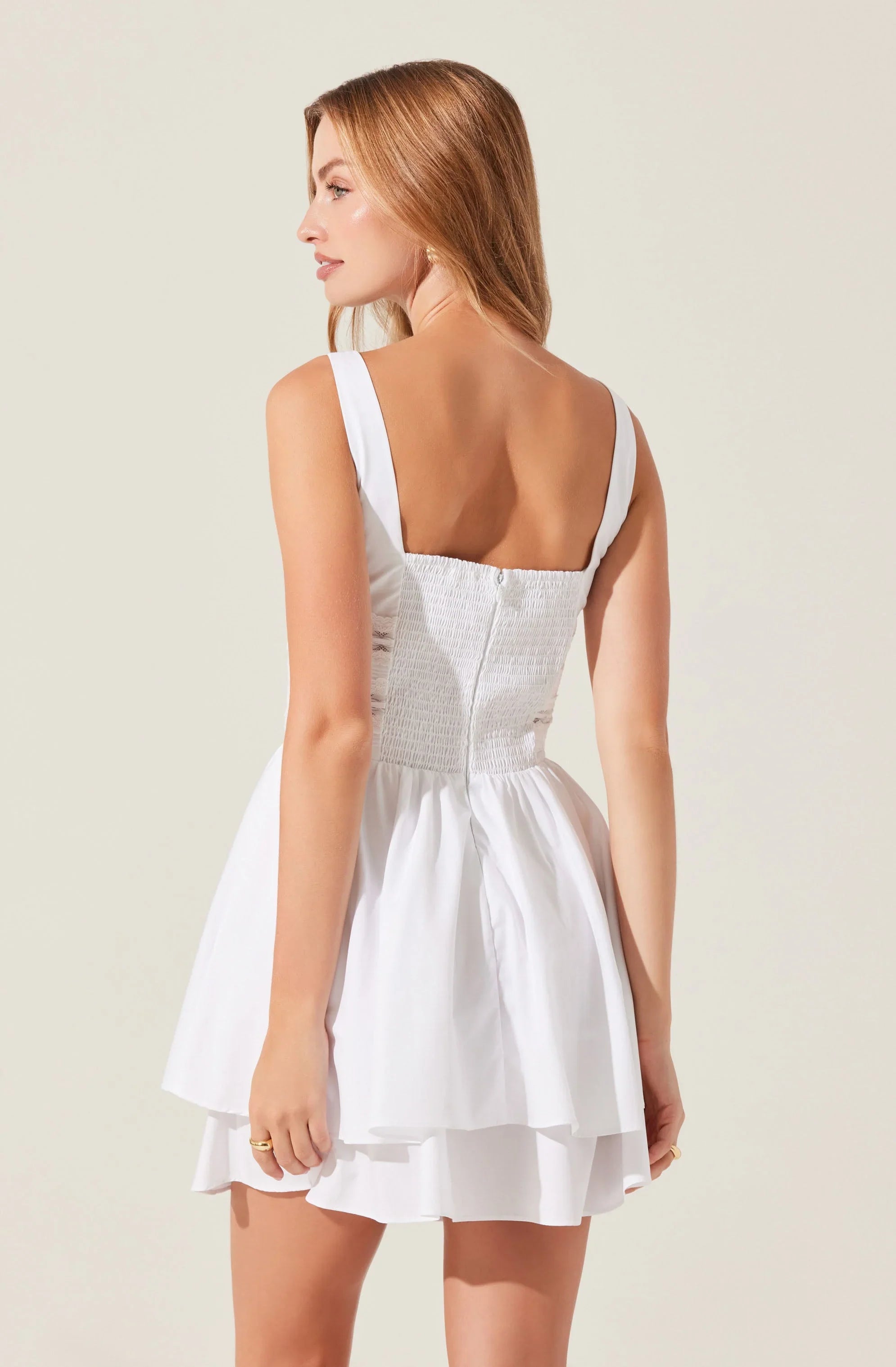 Melaine Lace Trim Mini Dress