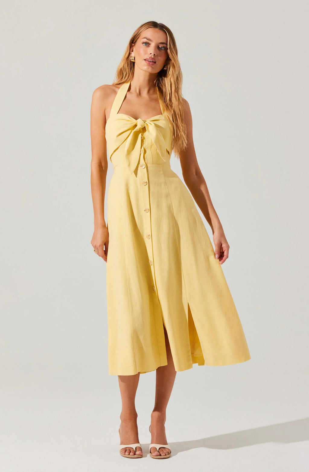 Katherine Linen-Blend Halter Midi Dress