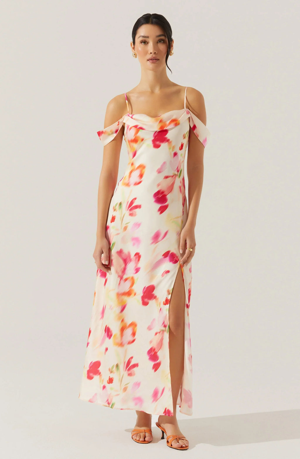 Kitura Cold Shoulder Floral Maxi Dress