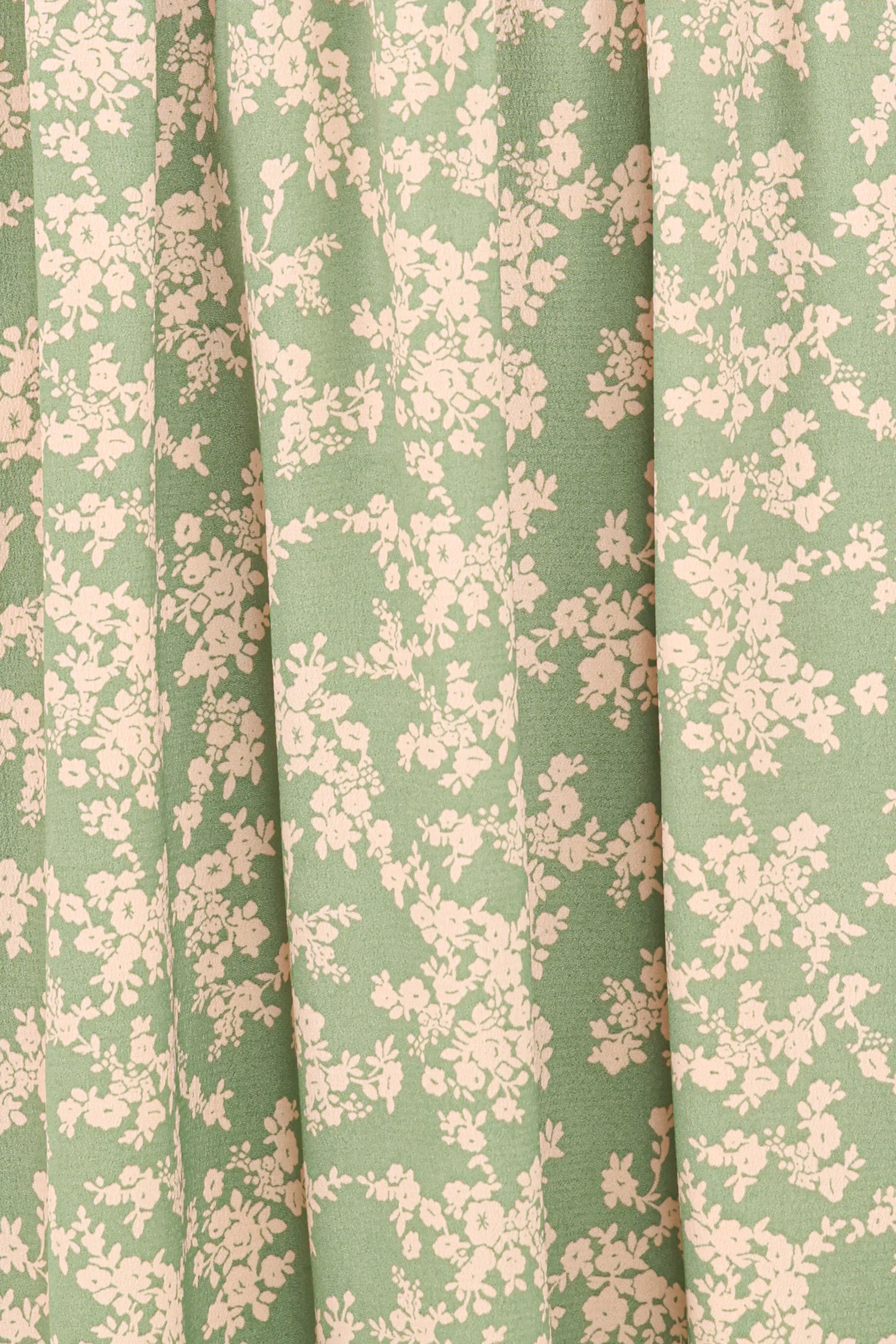 Ashara Long Sleeve Midi Dress - Green Floral