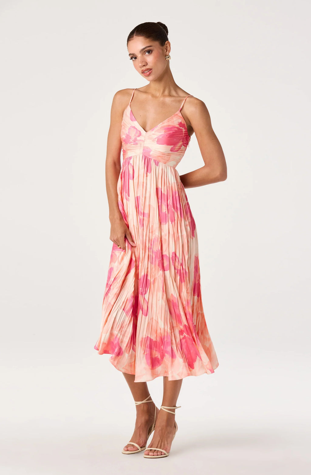 Maeve Pleated Satin Midi Dress