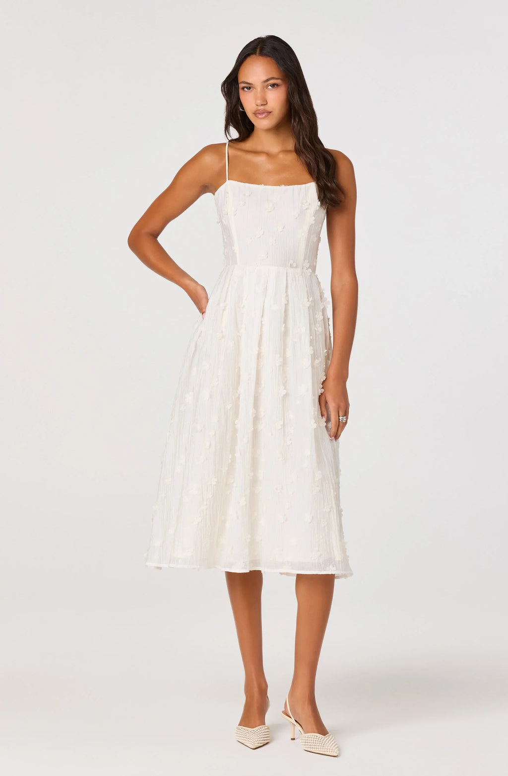 Avani 3D Floral Applique Midi Dress