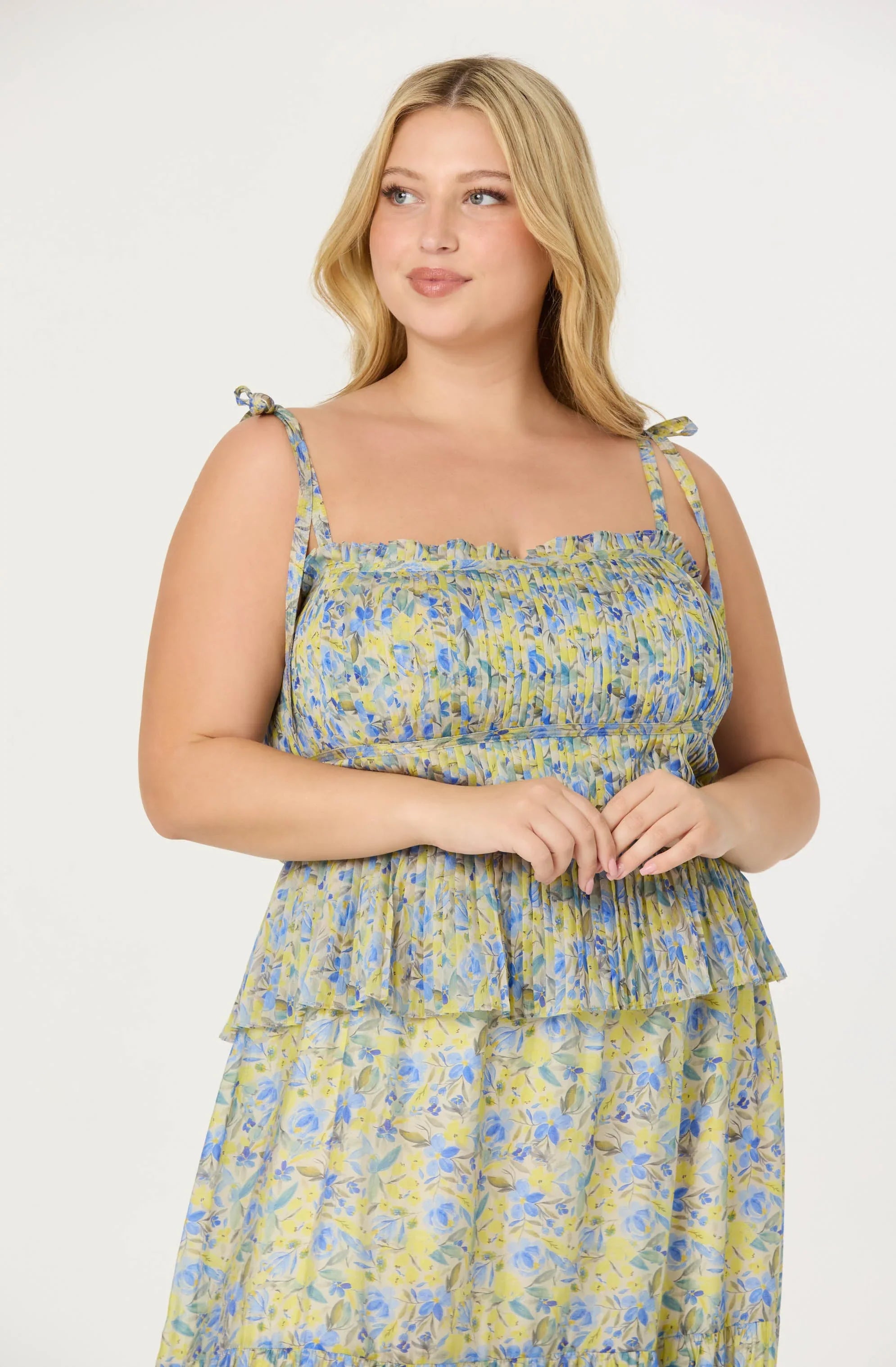Ethelind Floral Pleated Maxi Dress