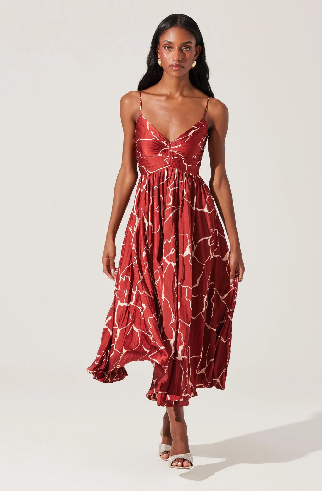 Maeve Pleated Satin Midi Dress