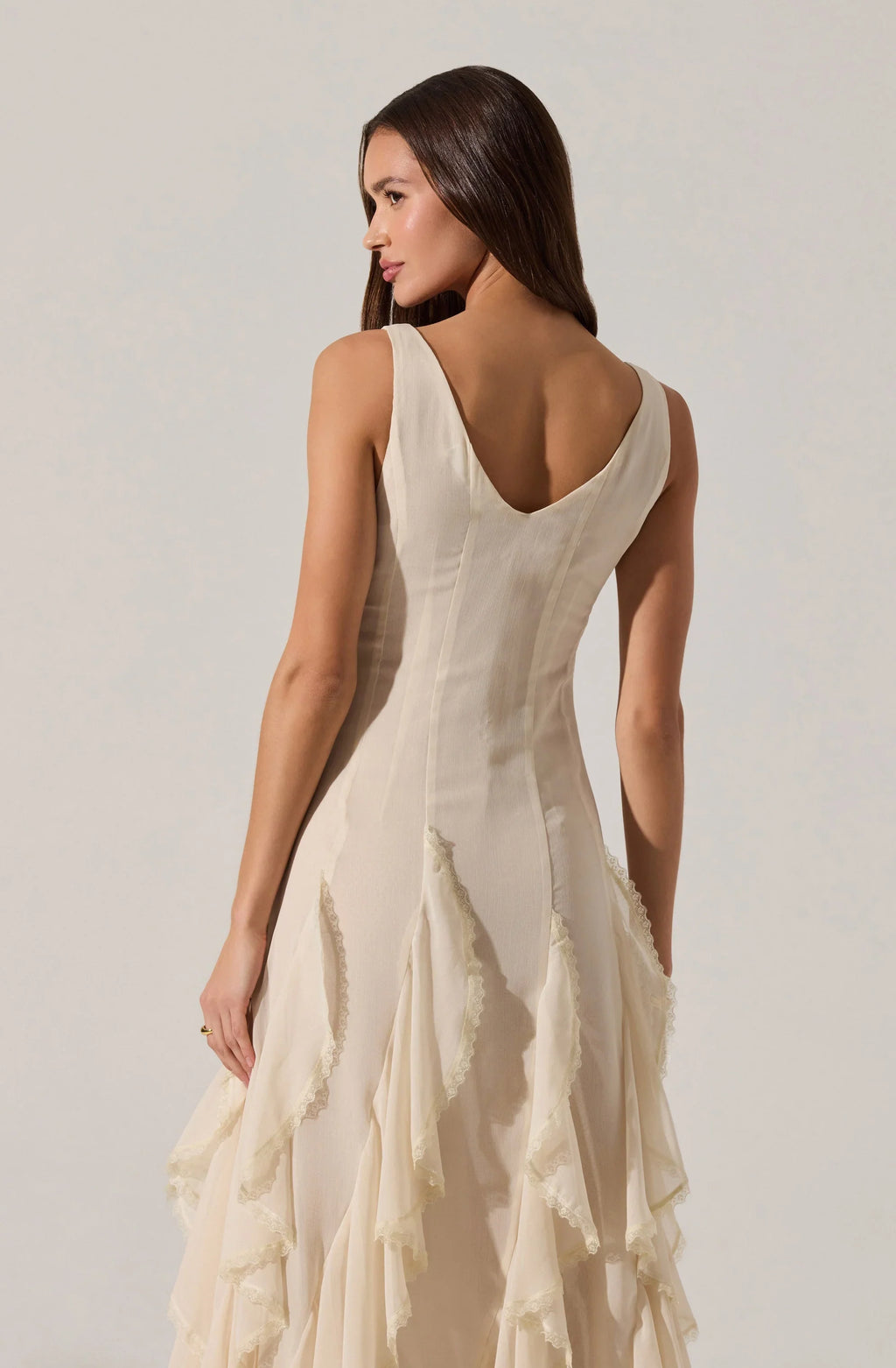 Philomene V-Neck Ruffle Trim Dress