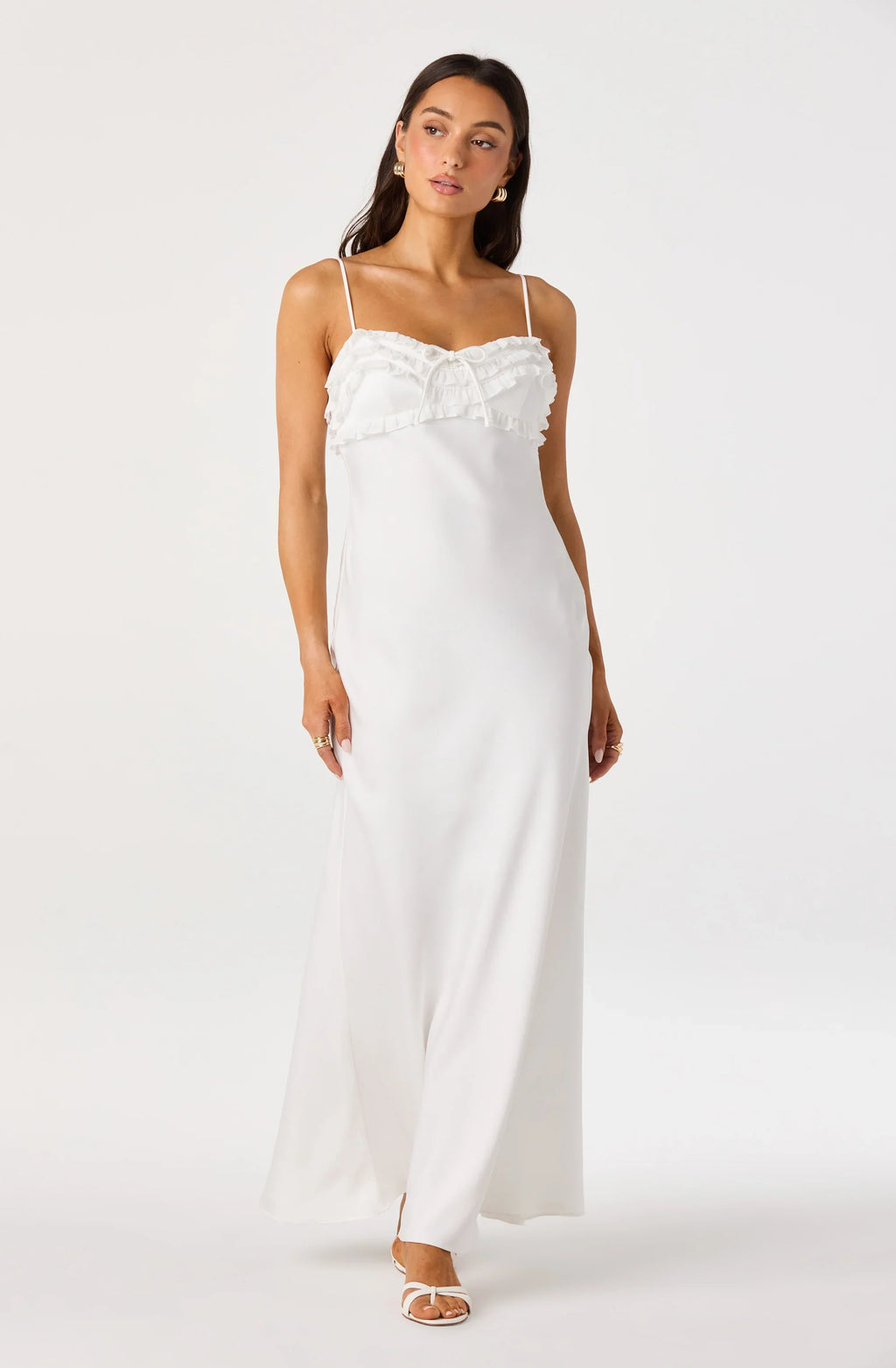 Jade Ruffle Trim Maxi Dress