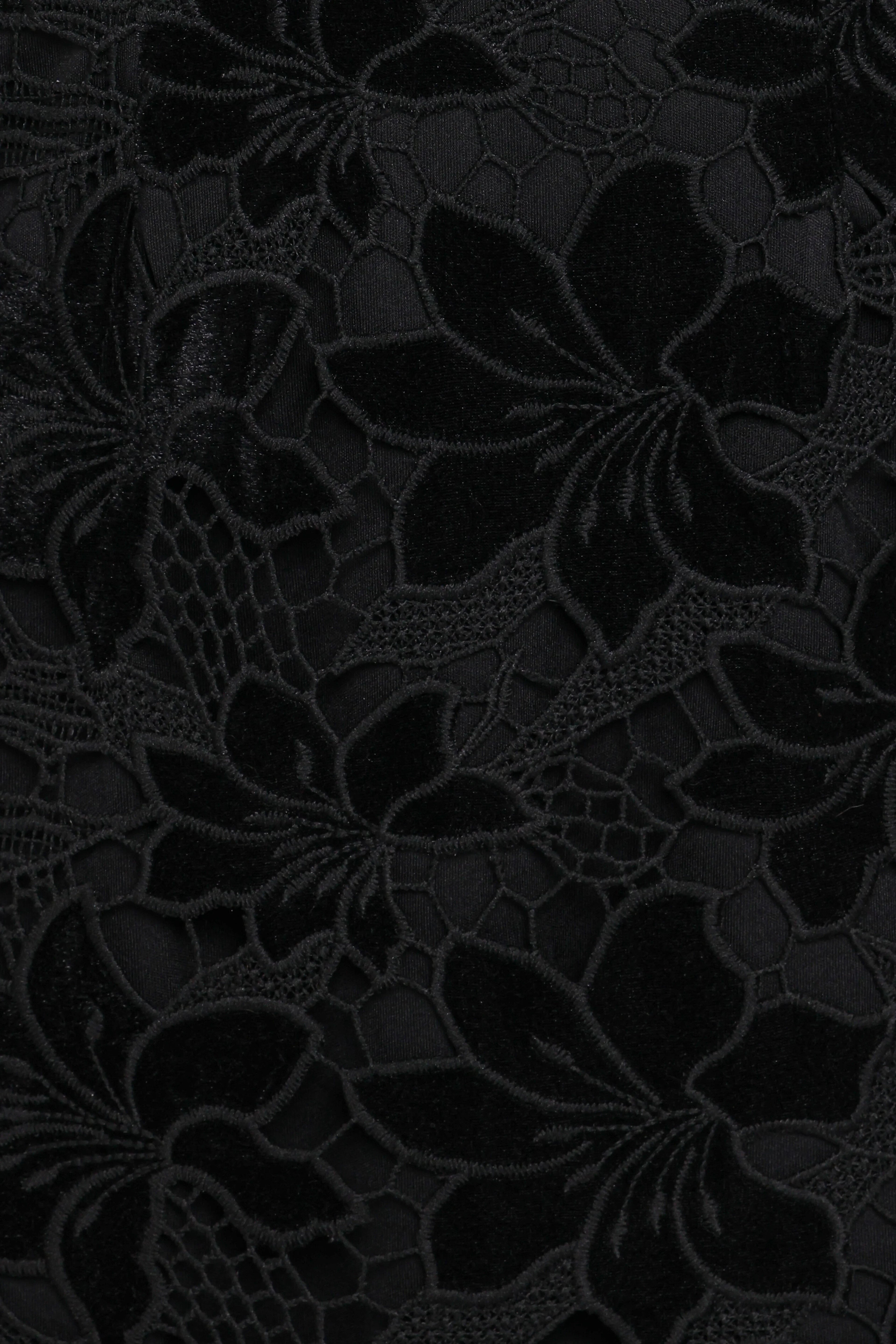 Cynthia Velvet Lace Mini Dress - Black