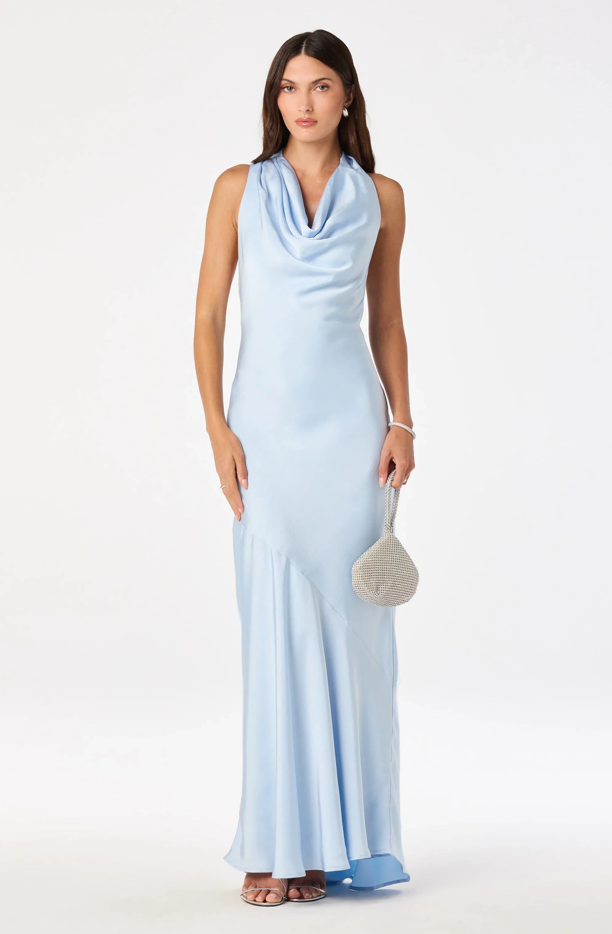 Varya Satin Cowl Neck Maxi Dress