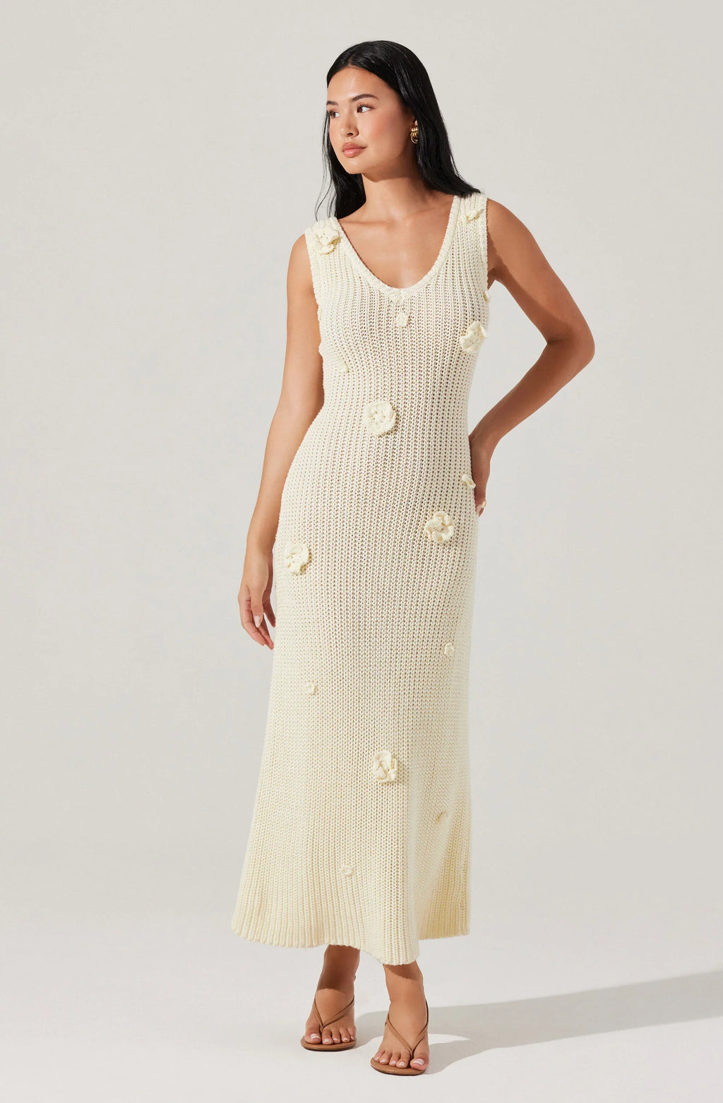 Ainhoa 3D Floral Maxi Sweater Dress