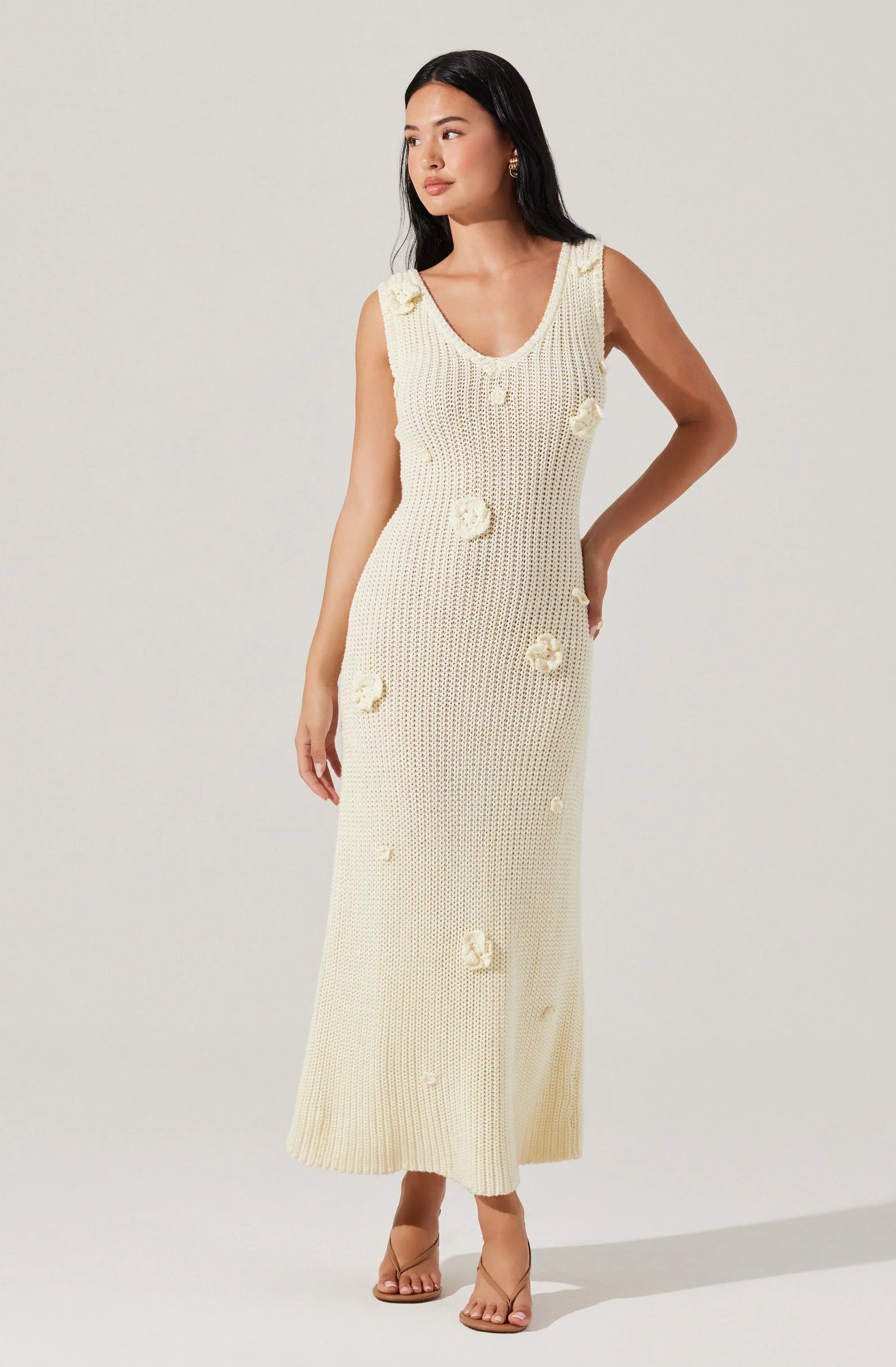 Ainhoa 3D Floral Maxi Sweater Dress
