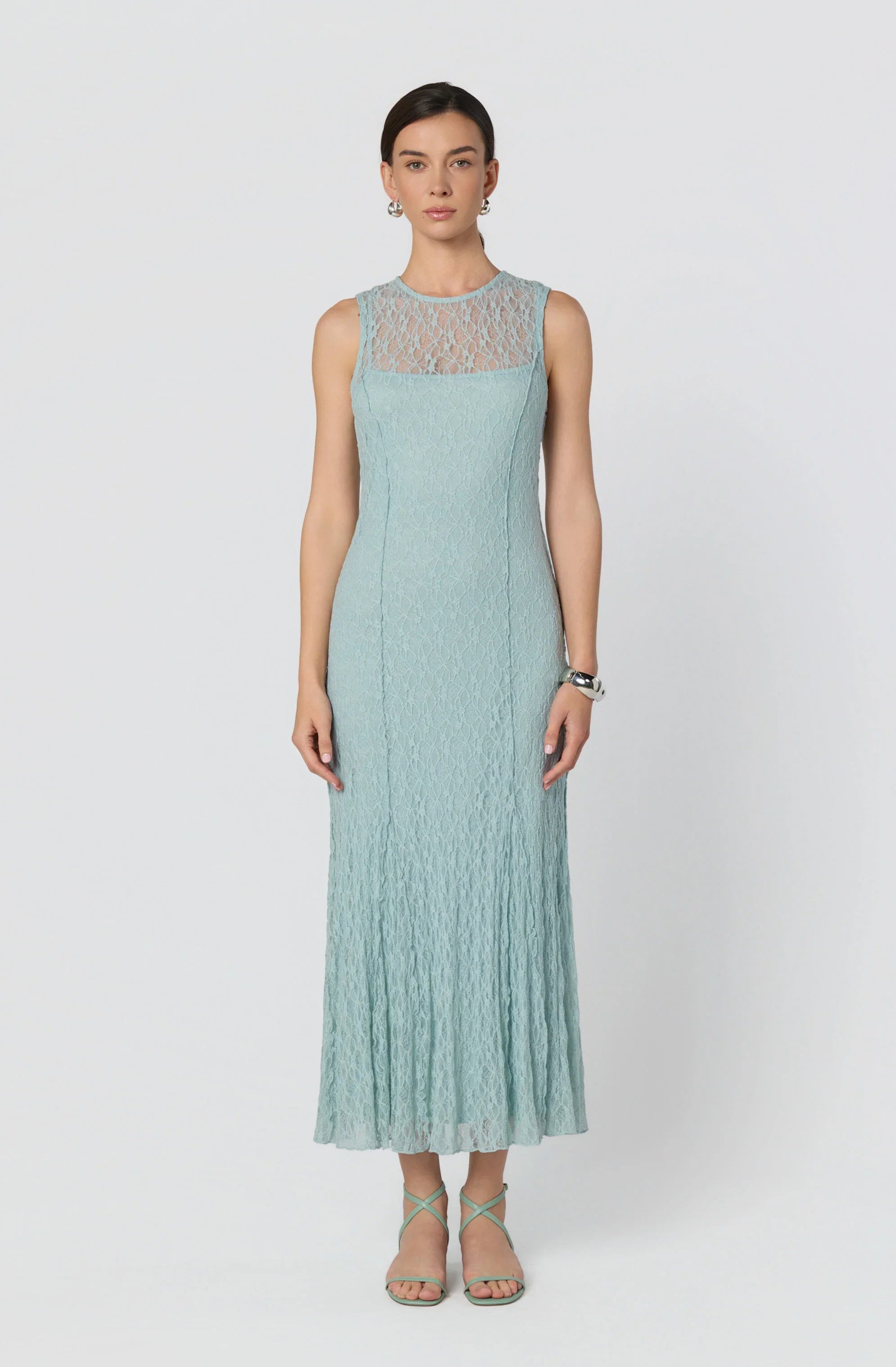 Annabella Semi-Sheer Lace Maxi Dress