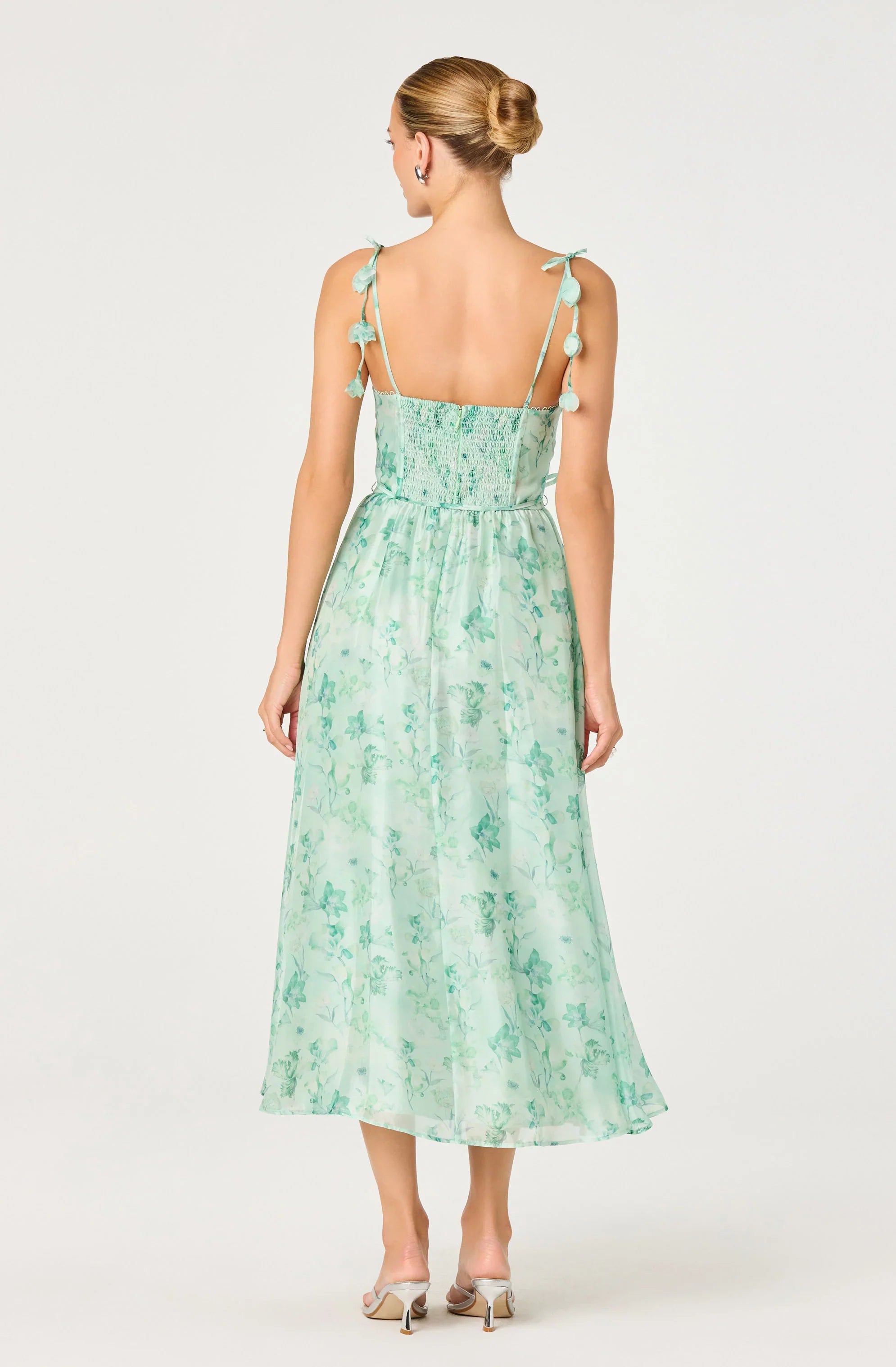 Halcyon Floral 3D Flower Appliqué Midi Dress