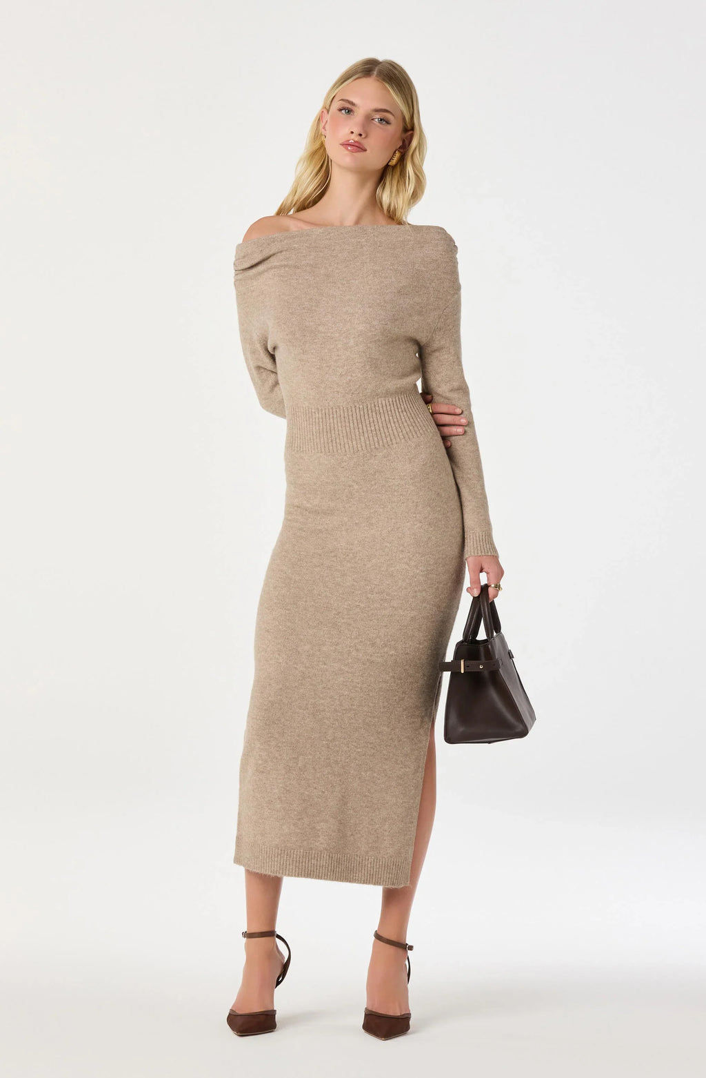 One Shoulder Midi Sweater Dress