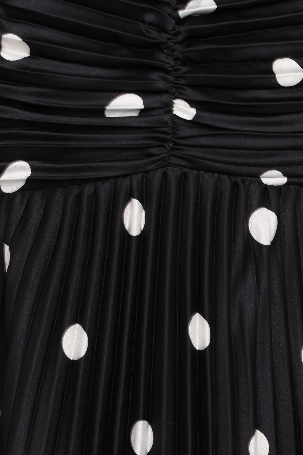 Naira Pleated Maxi Dress - Black Polka Dot