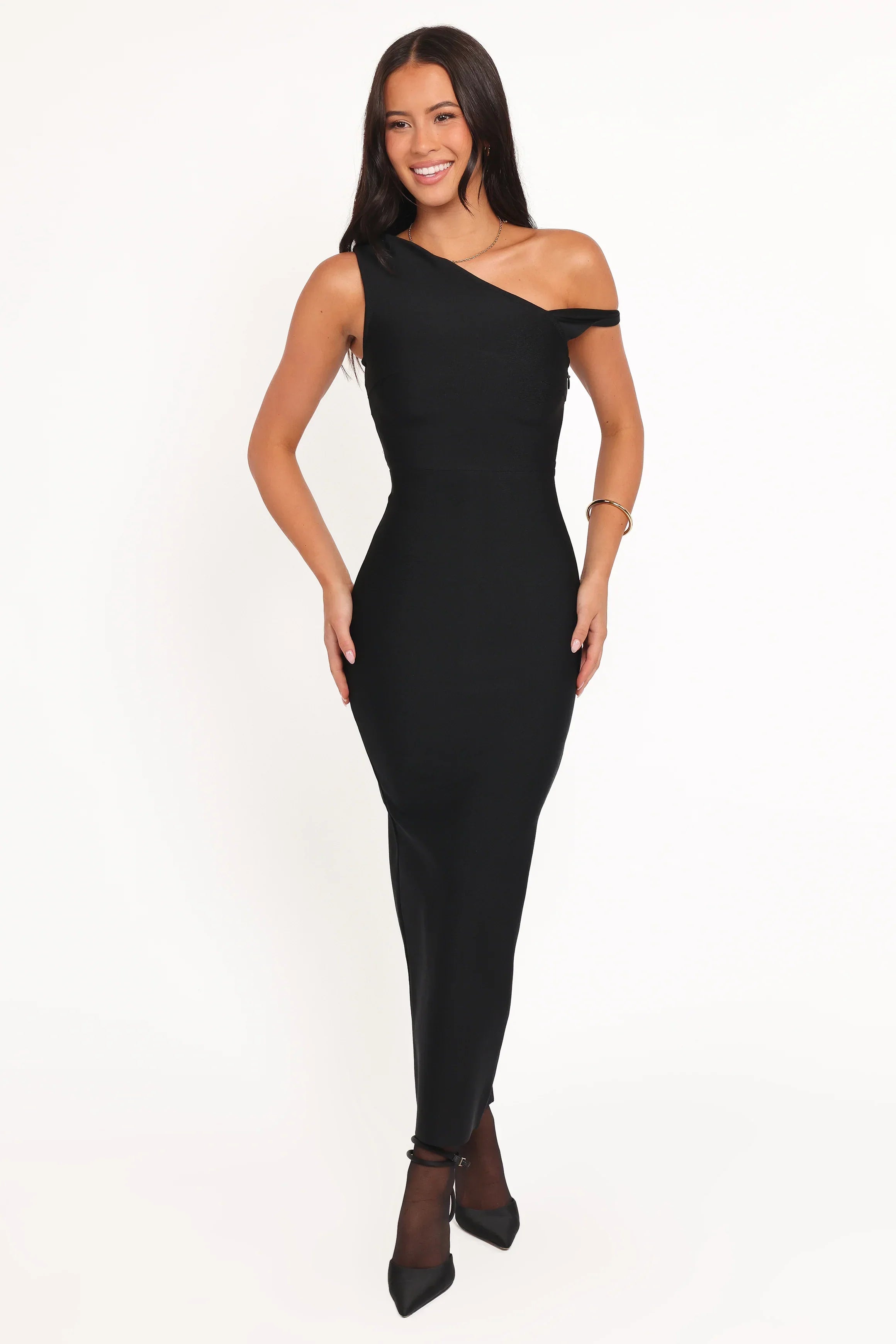 Hudson Off Shoulder Midi Dress - Black