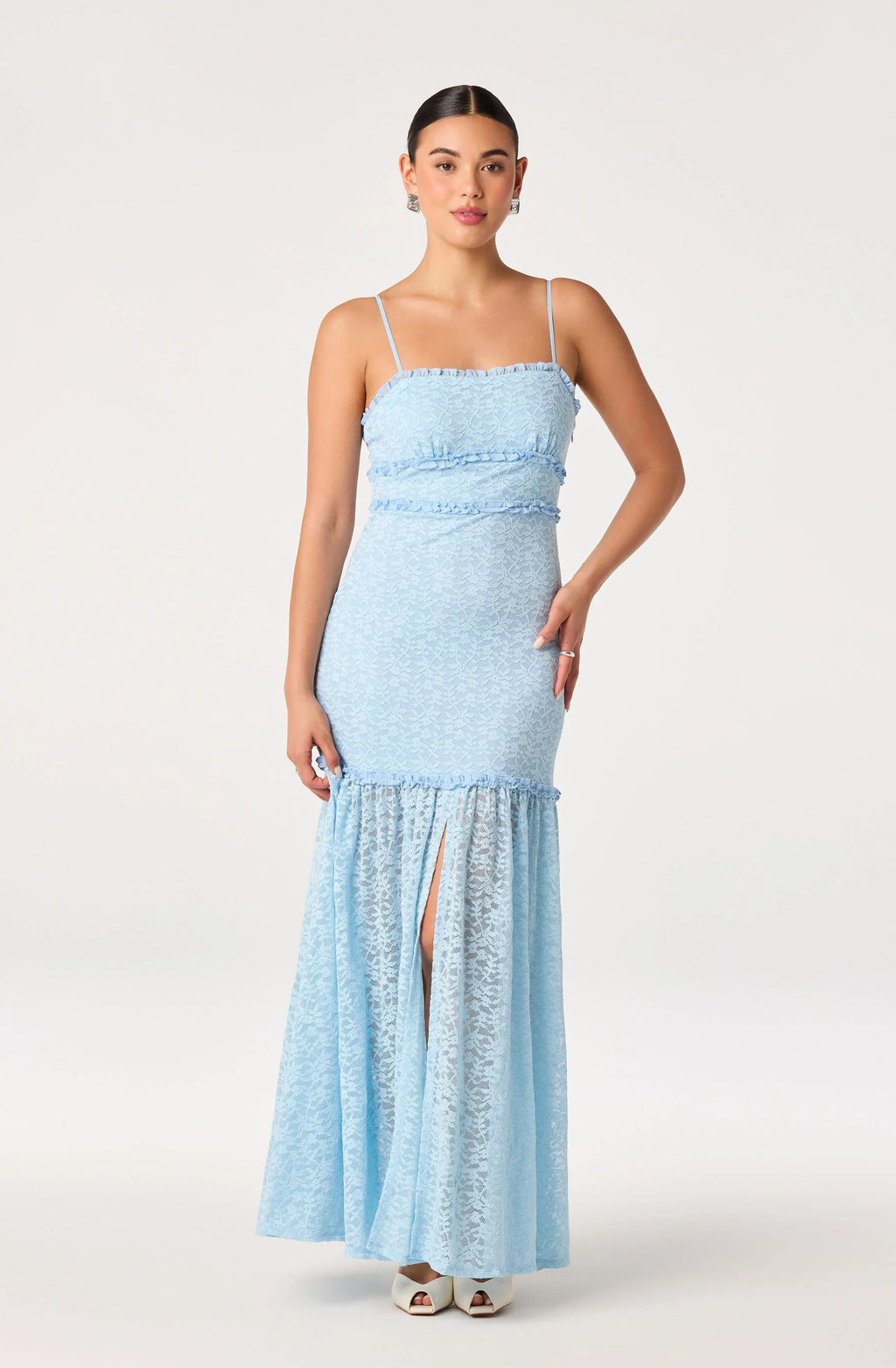 Ruffle Tiered Lace Maxi Dress
