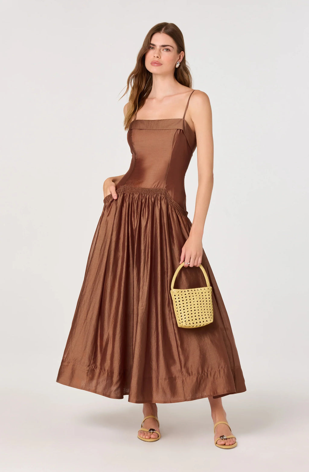 Ovina Smocked Drop-Waist Maxi Dress