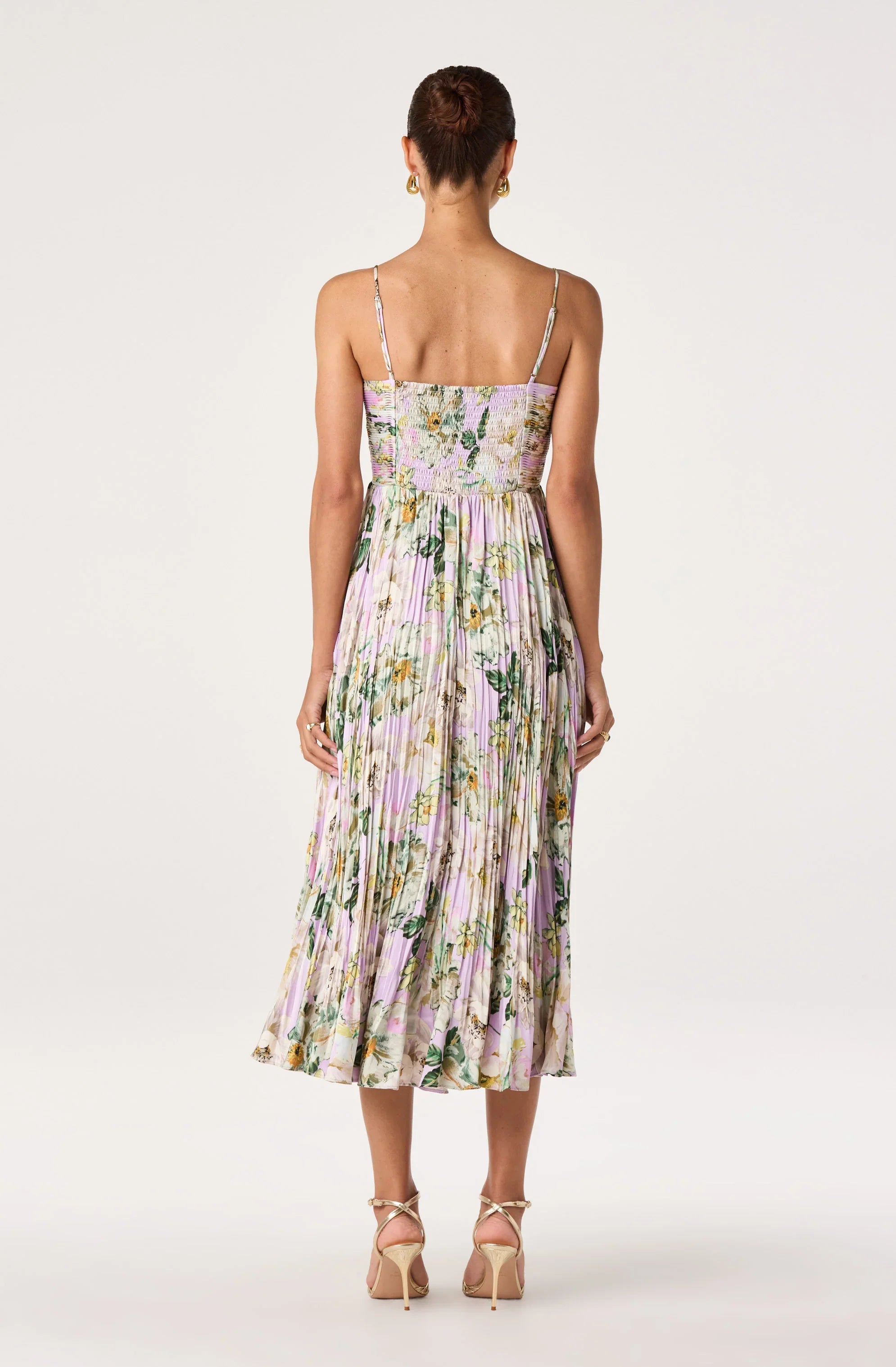 Maeve Pleated Satin Midi Dress