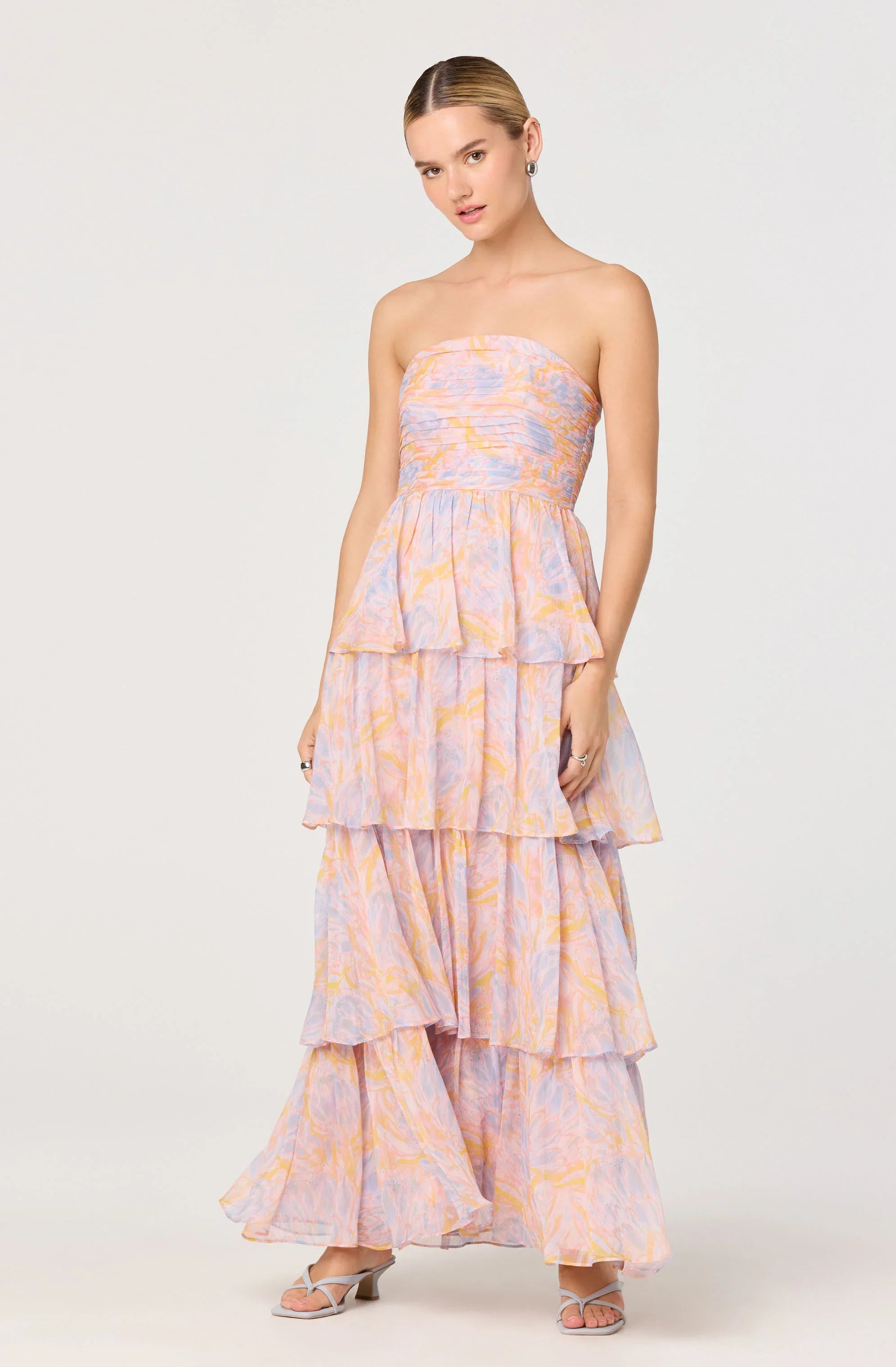 Anisha Strapless Tiered Ruffle Maxi Dress