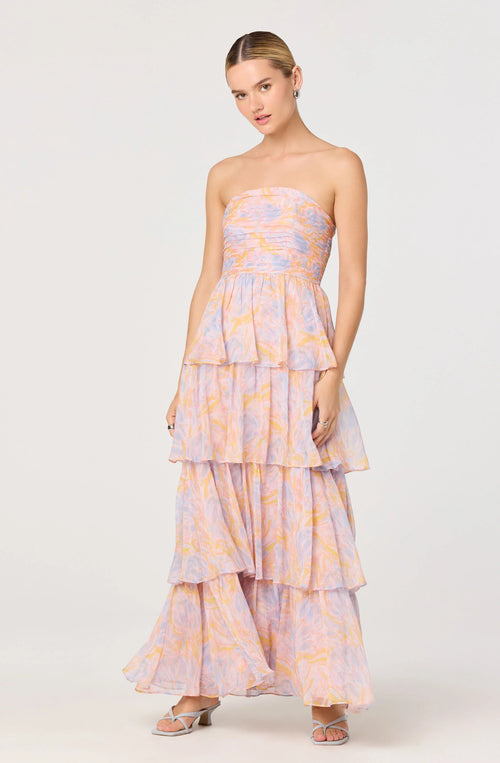 Anisha Strapless Tiered Ruffle Maxi Dress