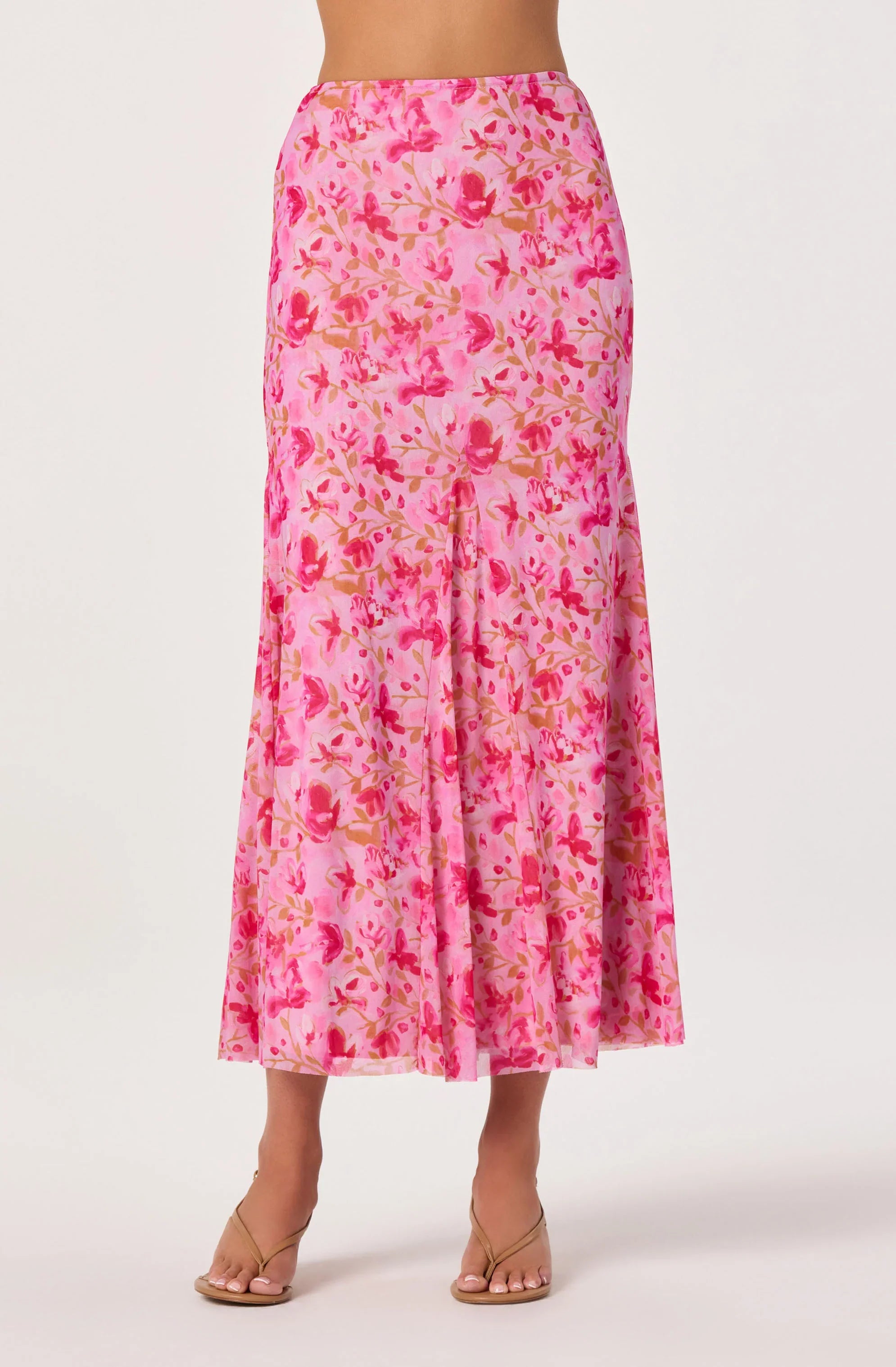 Mejra Floral Godet Knit Midi Skirt