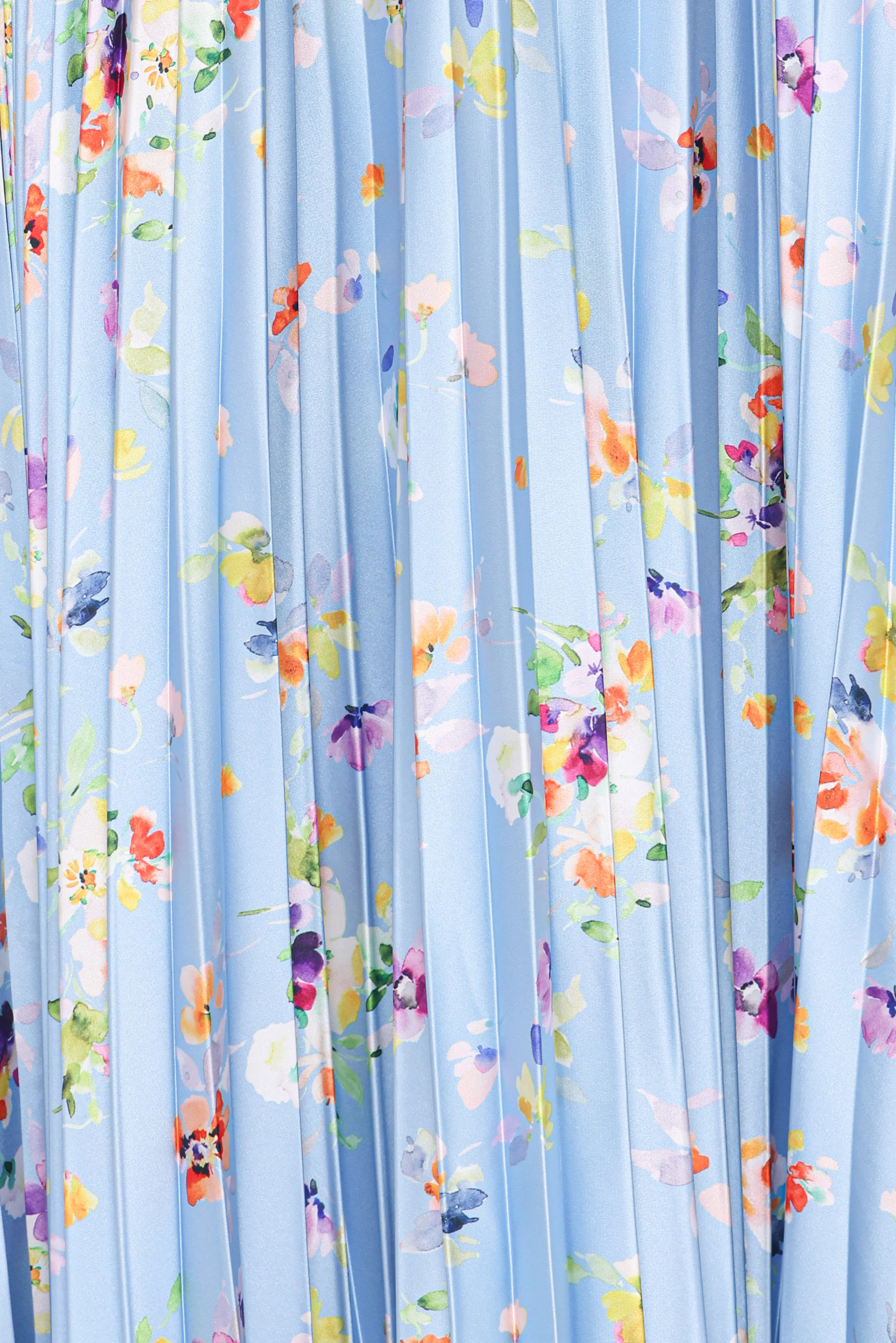Naira Pleated Maxi Dress - Cornflower Blue Floral