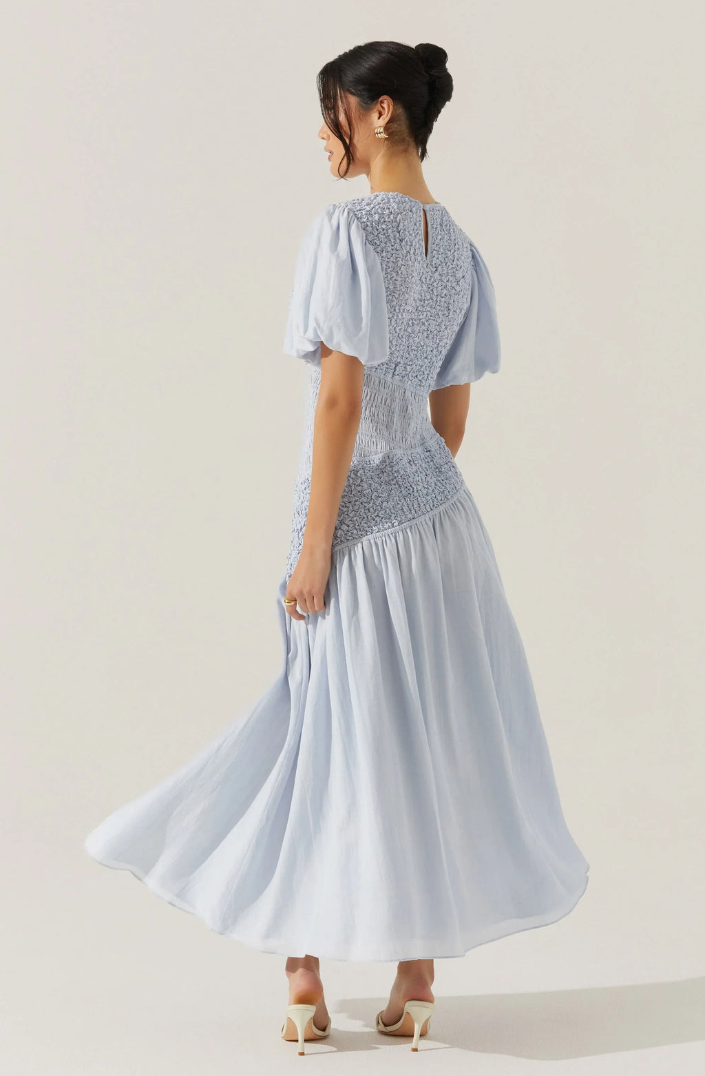 Theoni Smocked Asymmetric Dress