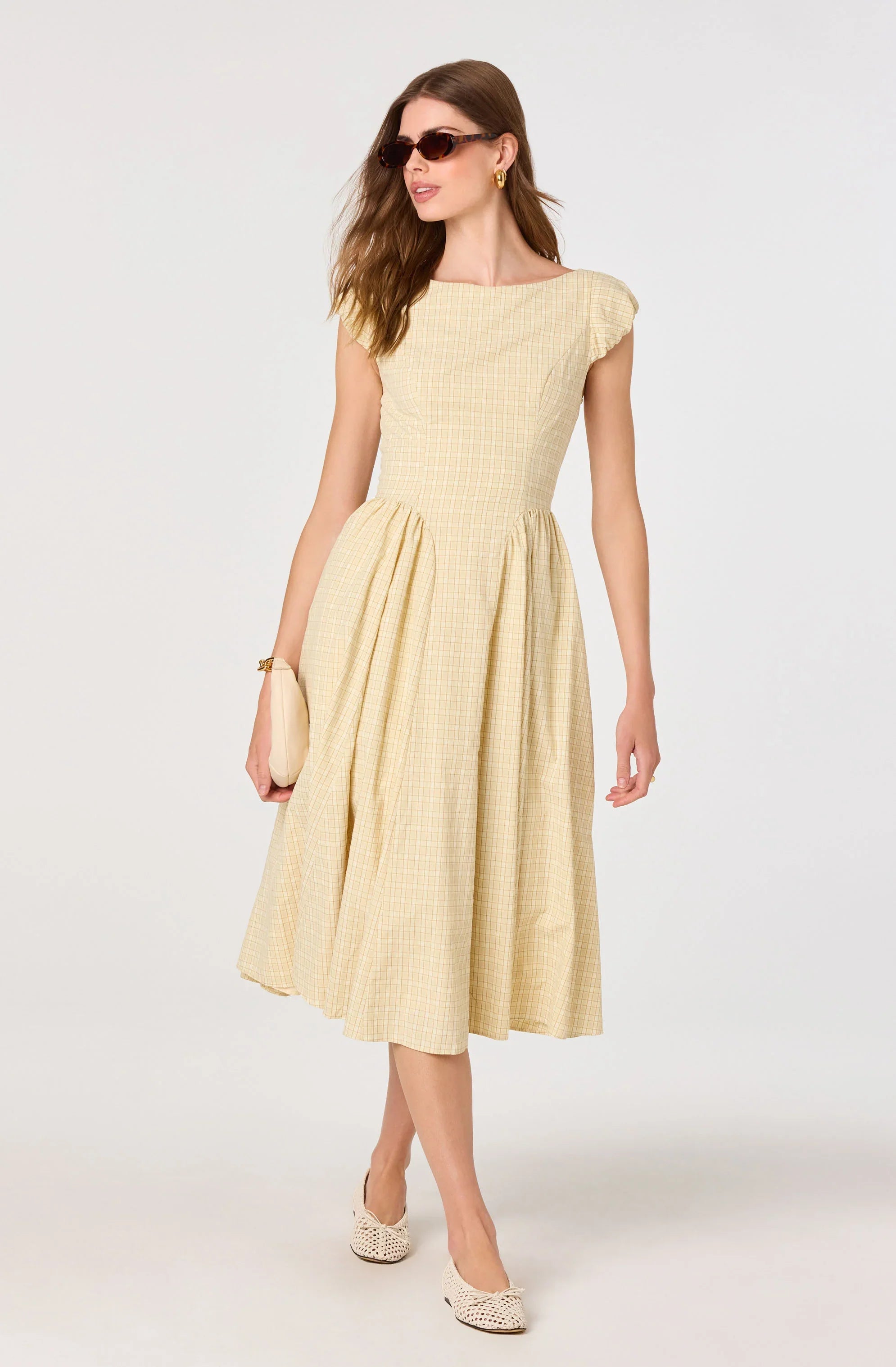 Emalee Plaid A-Line Midi Dress