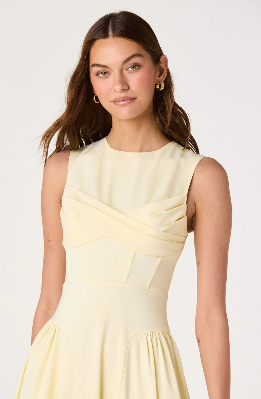 Seraphina Pleated Twist Corset Midi Dress