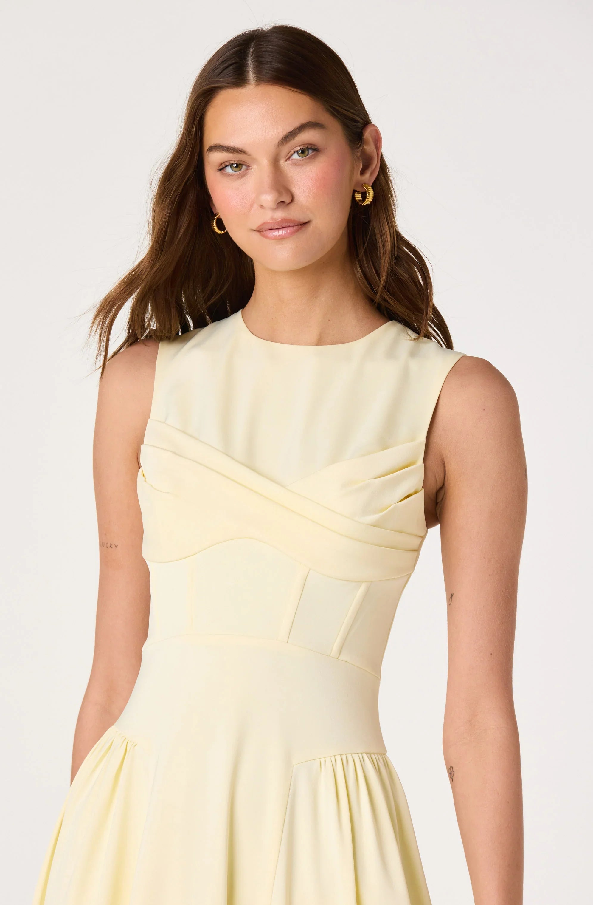 Seraphina Pleated Twist Corset Midi Dress