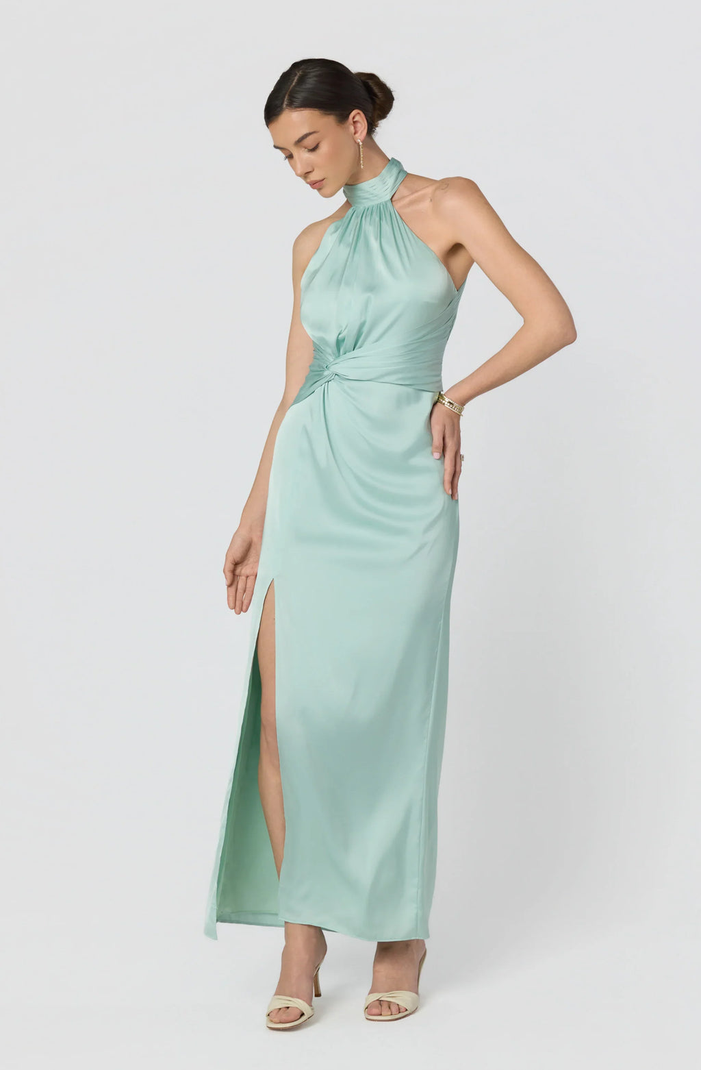 Aspen Twist Front Halter Maxi Dress