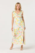 Allexina Satin Cowl Neck Midi Dress