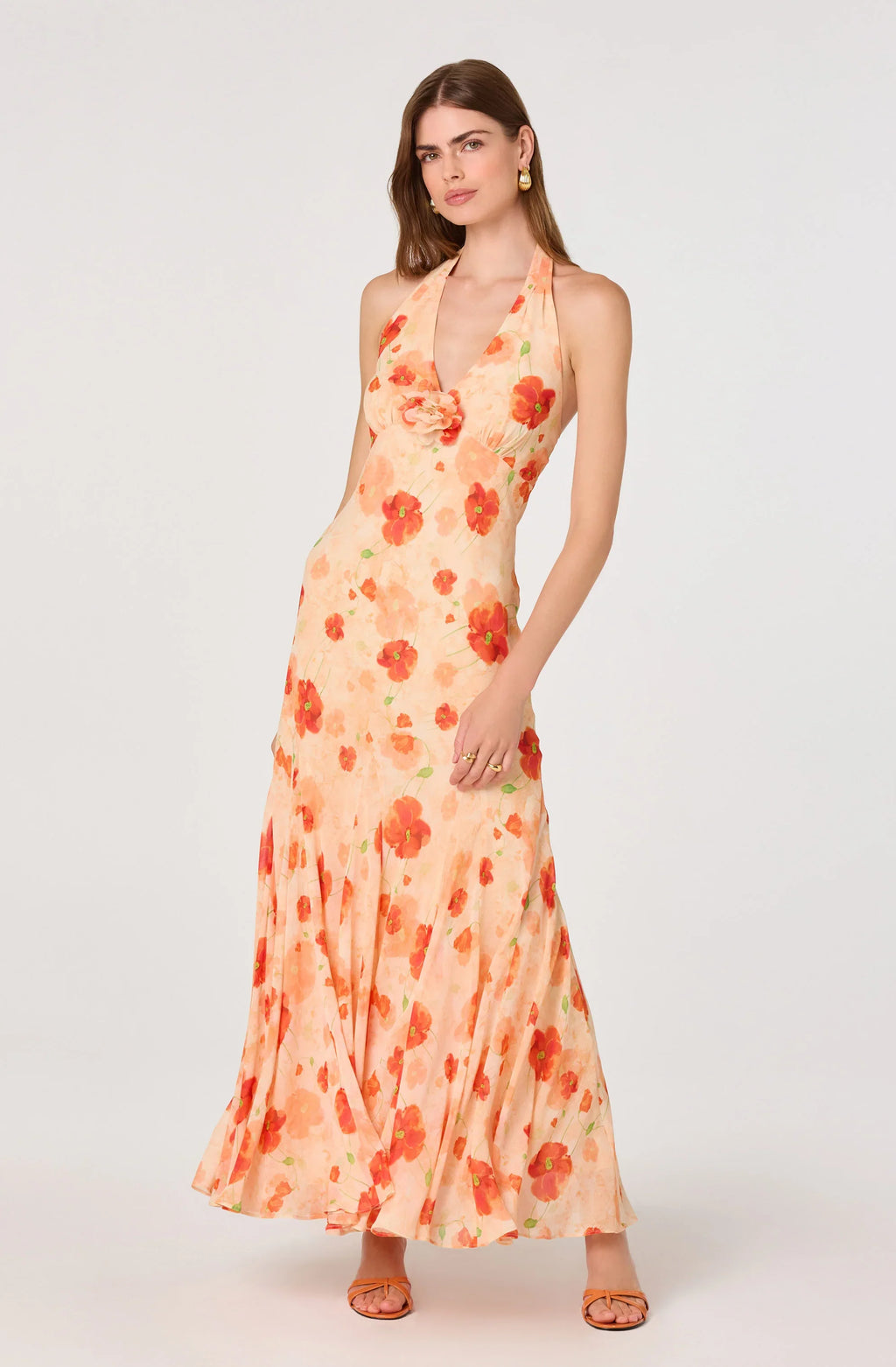 Yasmeen Floral Halter Godet Maxi Dress