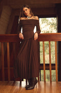 Tanaia Pleated Mixed Media Maxi Dress