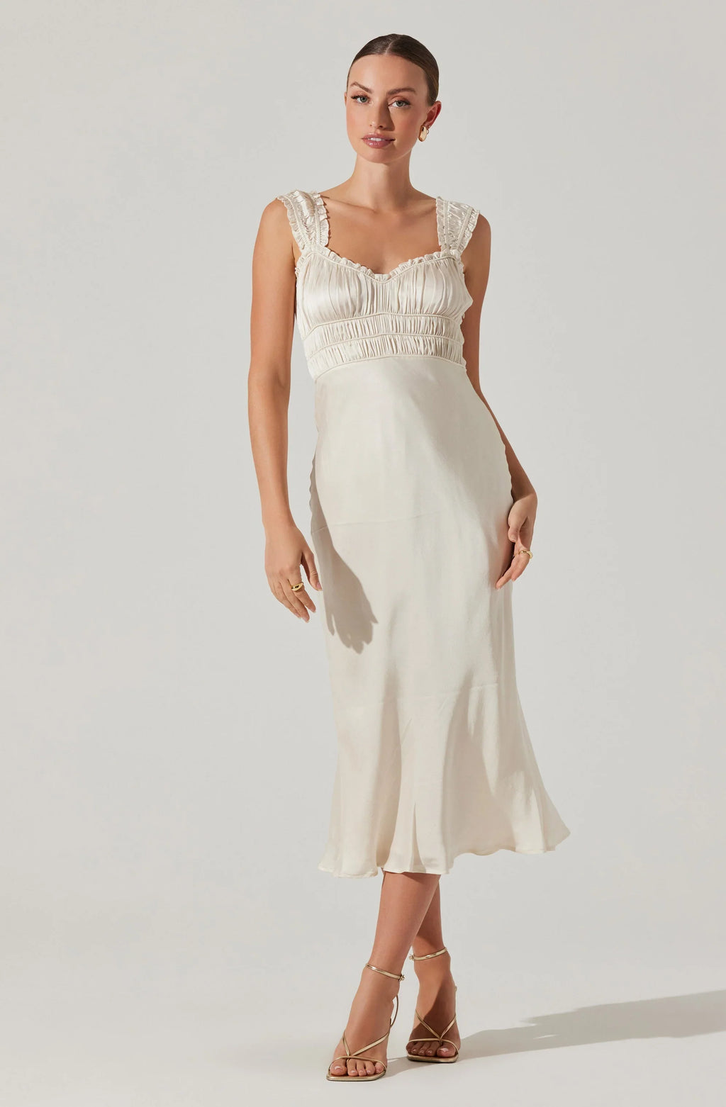 Enola Satin Smocked Midi Dress