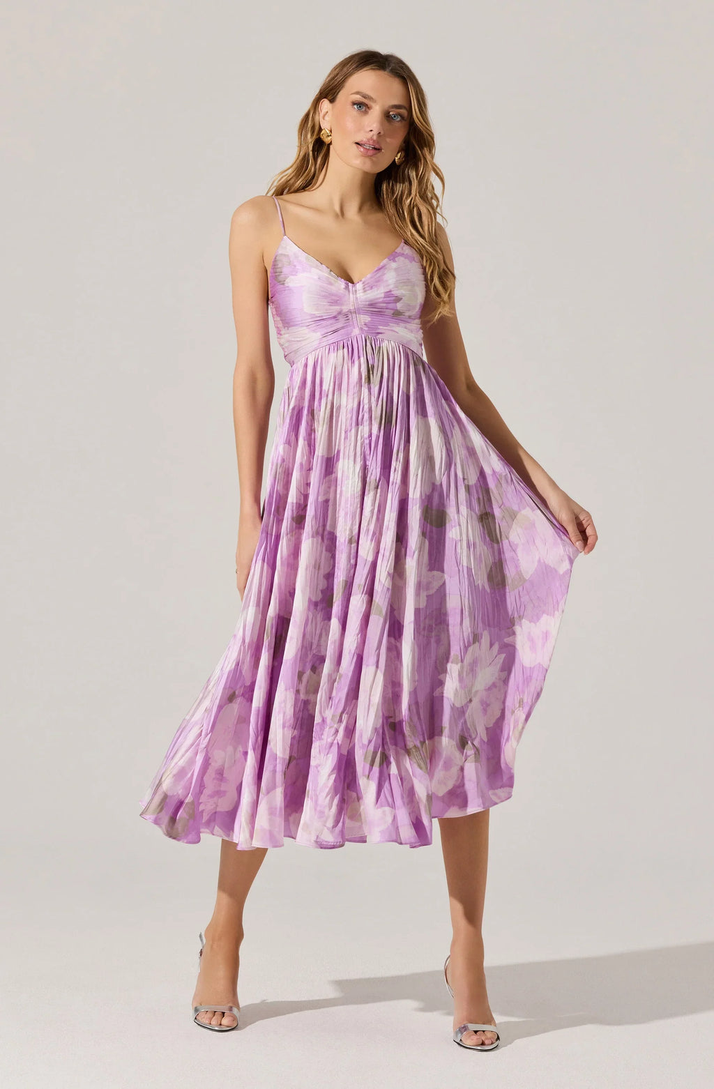 Maeve Pleated Satin Midi Dress