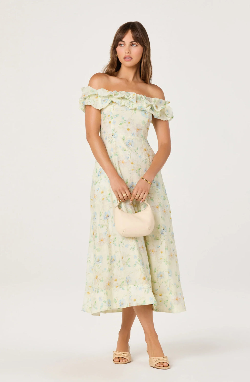 Alannah Off-Shoulder Floral Midi Dress